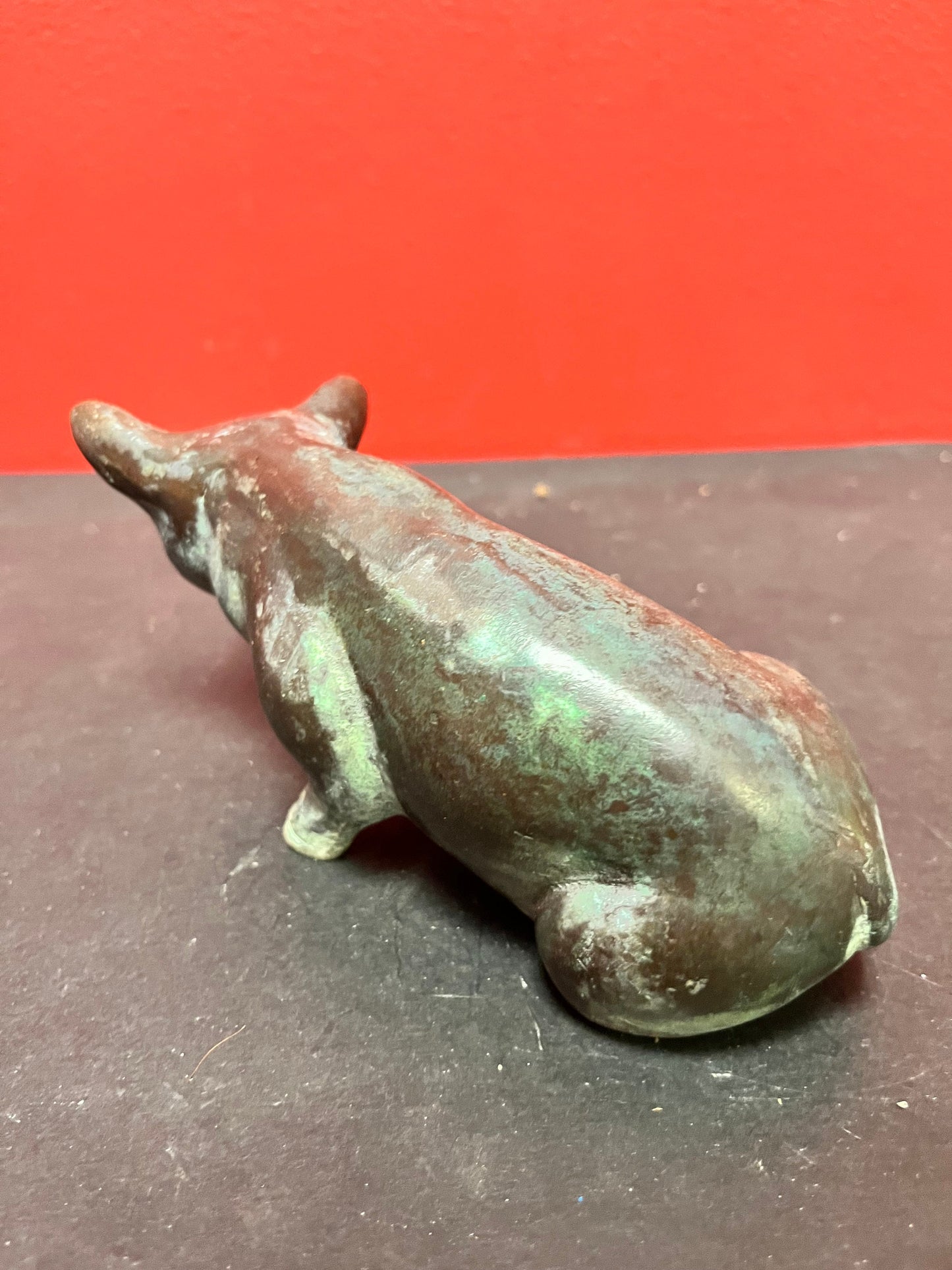 Fabulous 6 inch long bronze piggy   amazing patina