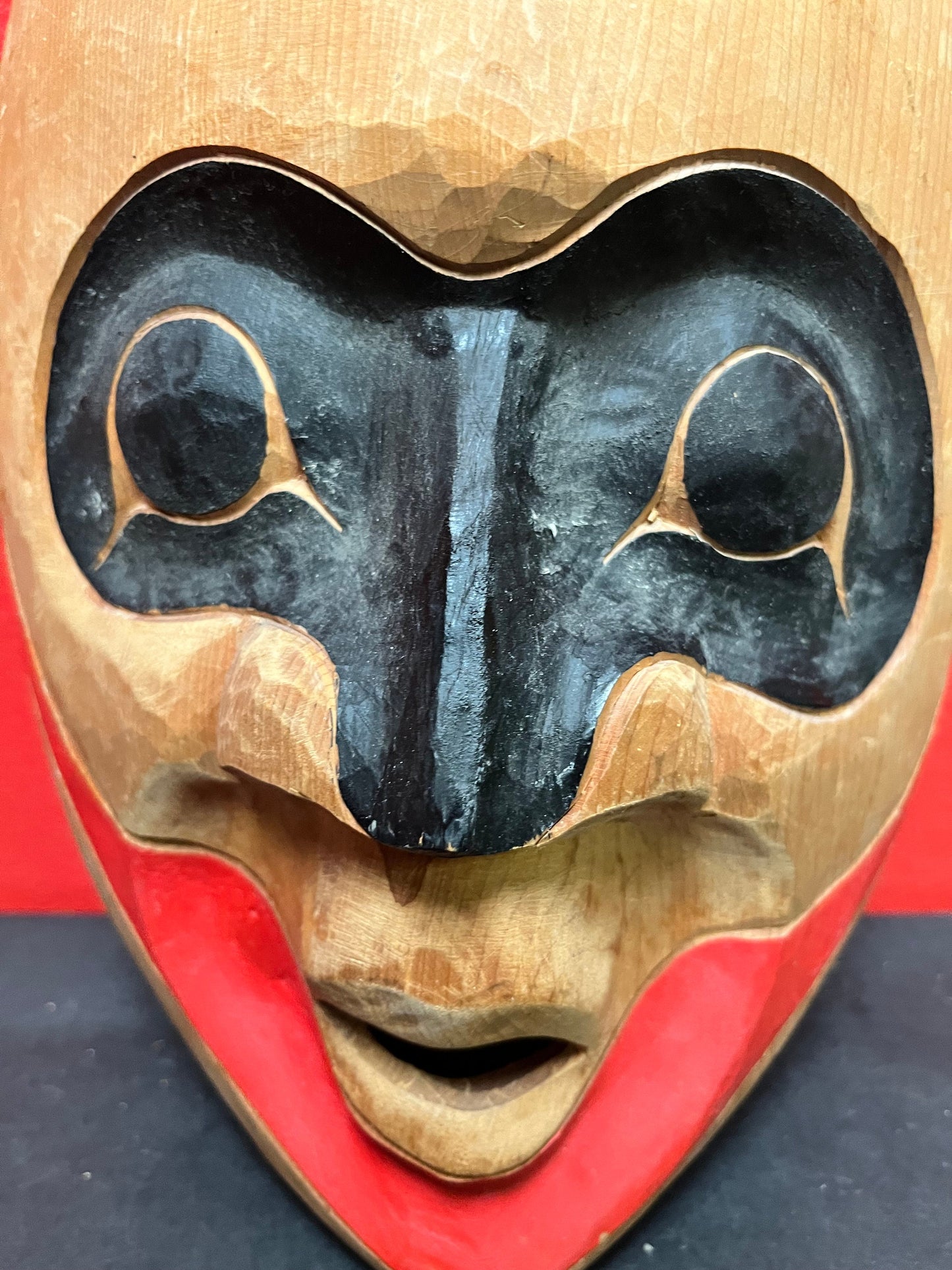 Lovely 11 x 8 wide cedar indigenous first nations specific northwest coast signed Squamish wild woman mask   simple and beautiful