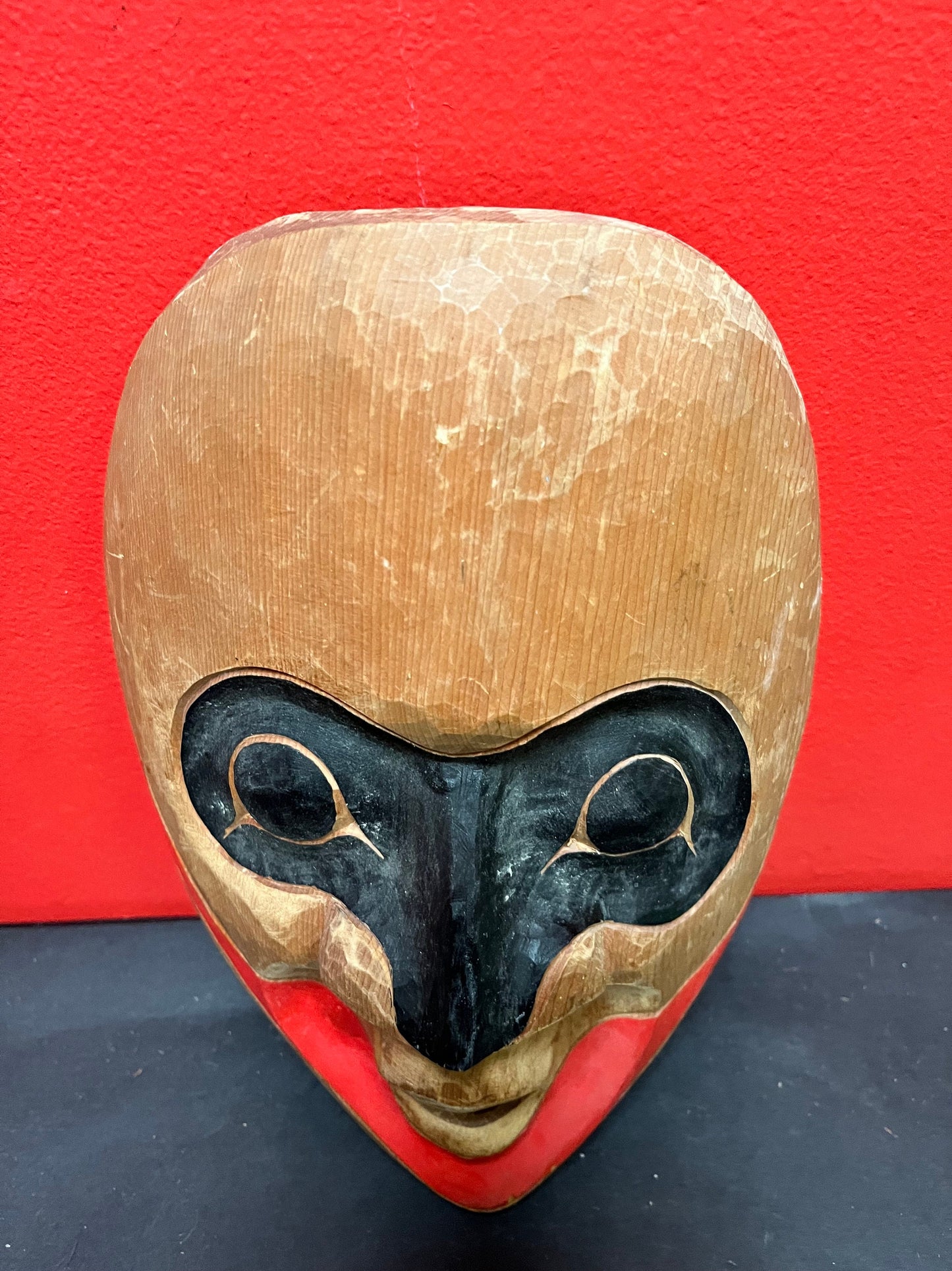 Lovely 11 x 8 wide cedar indigenous first nations specific northwest coast signed Squamish wild woman mask   simple and beautiful