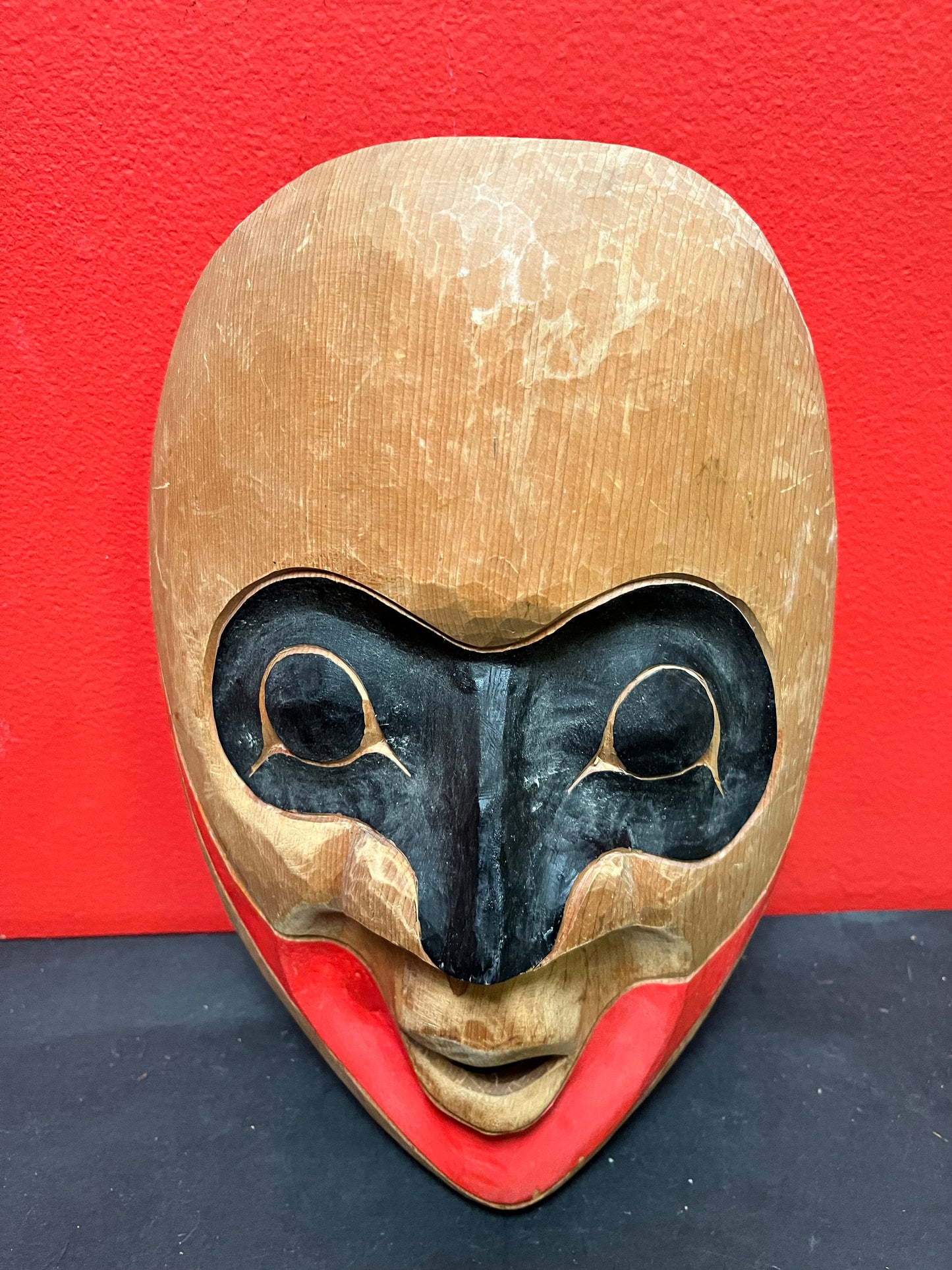 Lovely 11 x 8 wide cedar indigenous first nations specific northwest coast signed Squamish wild woman mask   simple and beautiful