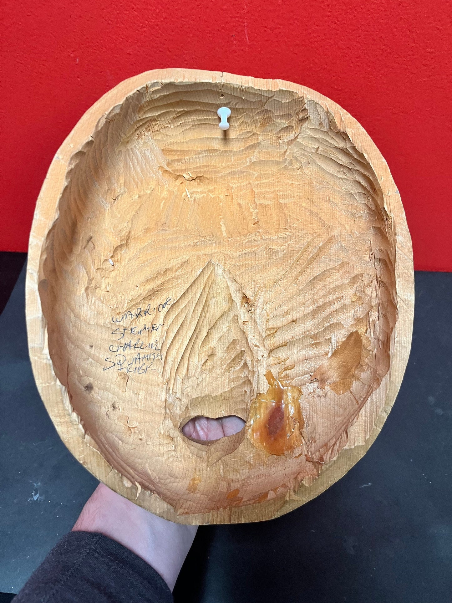 Lovely 11 x 8 wide cedar indigenous first nations specific northwest coast signed Squamish wild woman mask   simple and beautiful