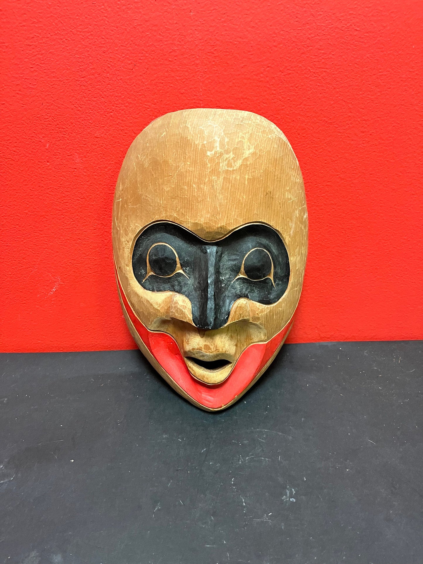 Lovely 11 x 8 wide cedar indigenous first nations specific northwest coast signed Squamish wild woman mask   simple and beautiful