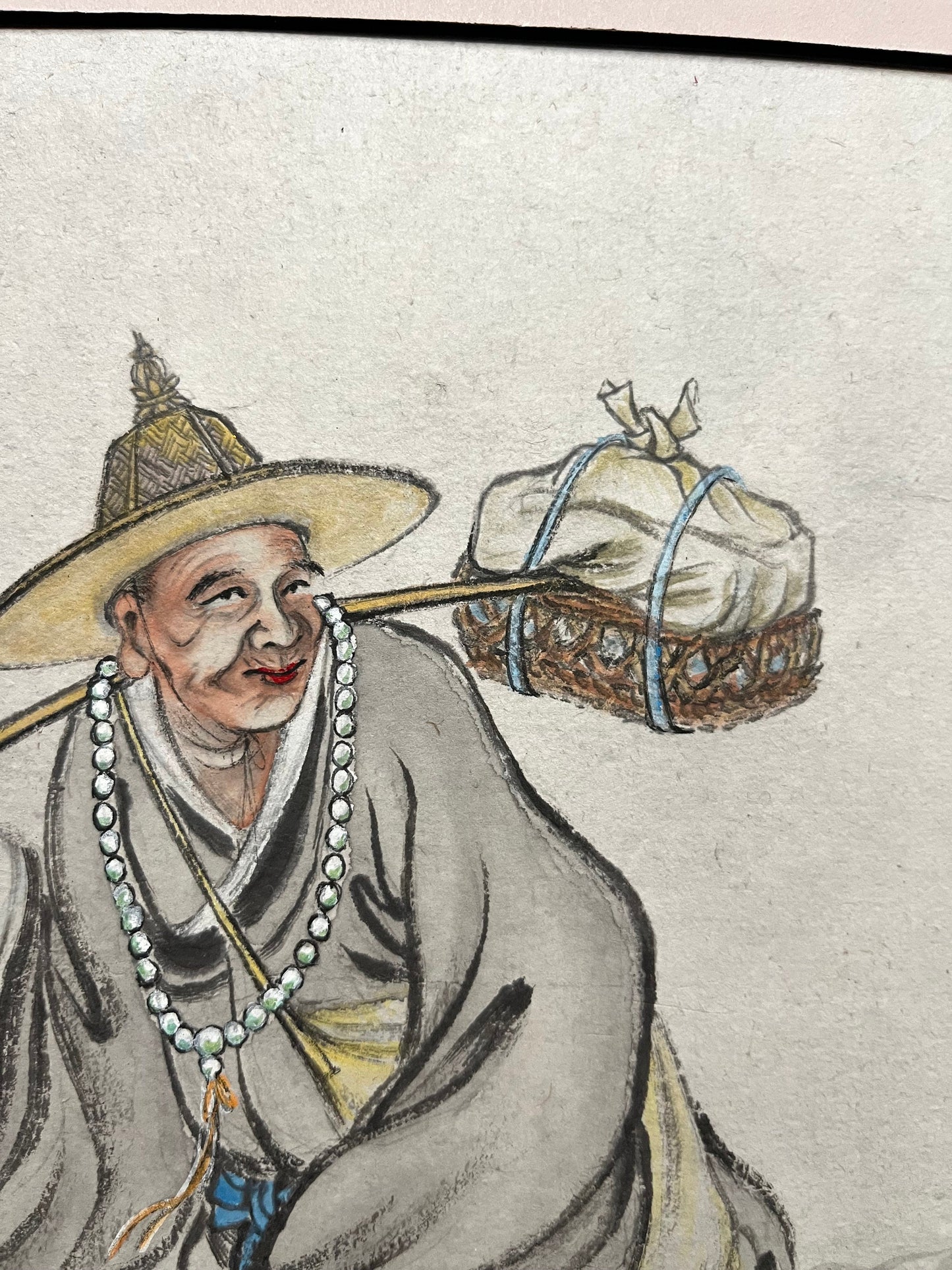 Stunning Asian signed original drawing  professionally matted in New York  amazing imagery and detail  wow  19 x 18 tall