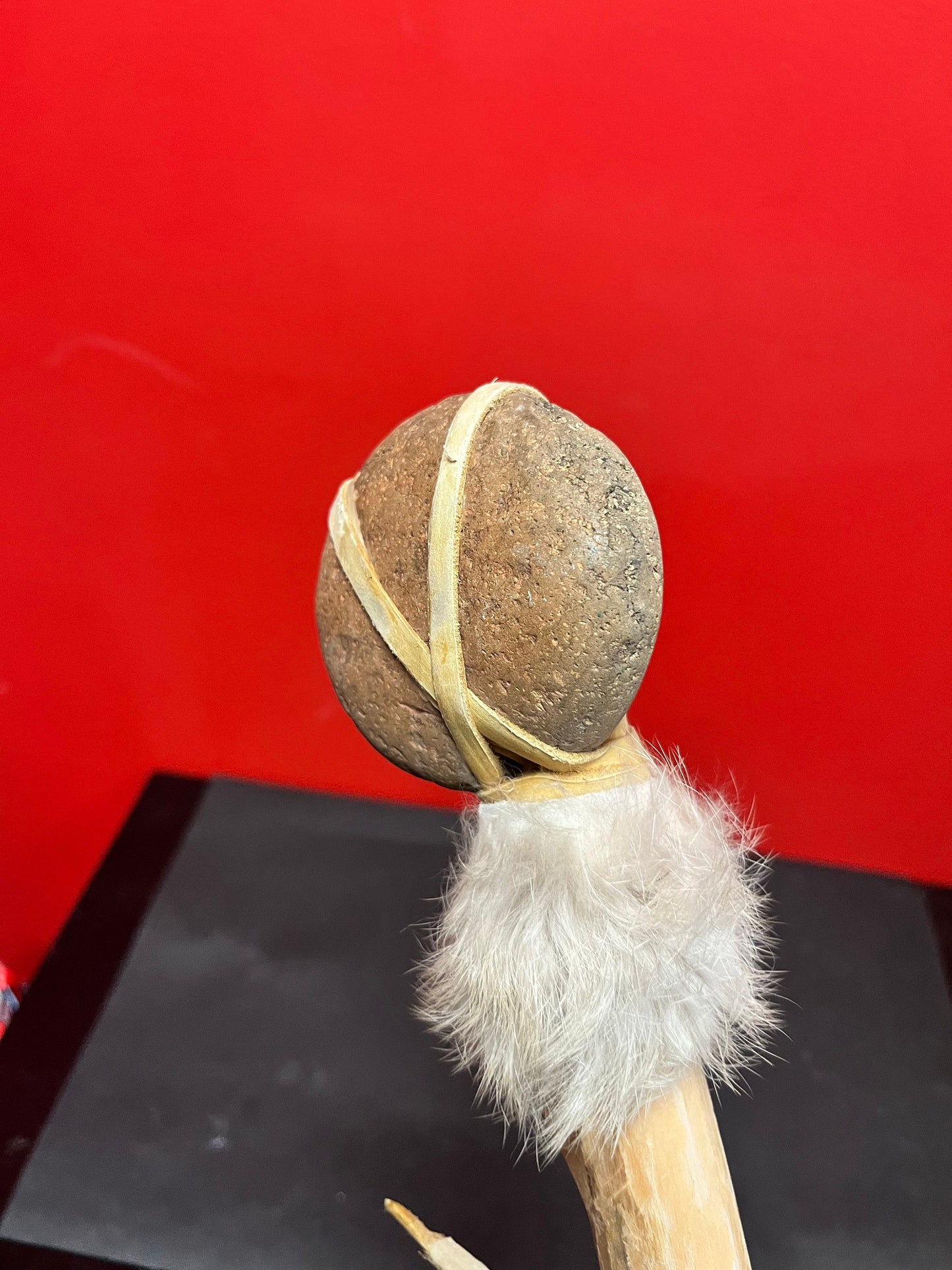 12 inch long leather beaded and stone model tomahawk   indigenous beauty