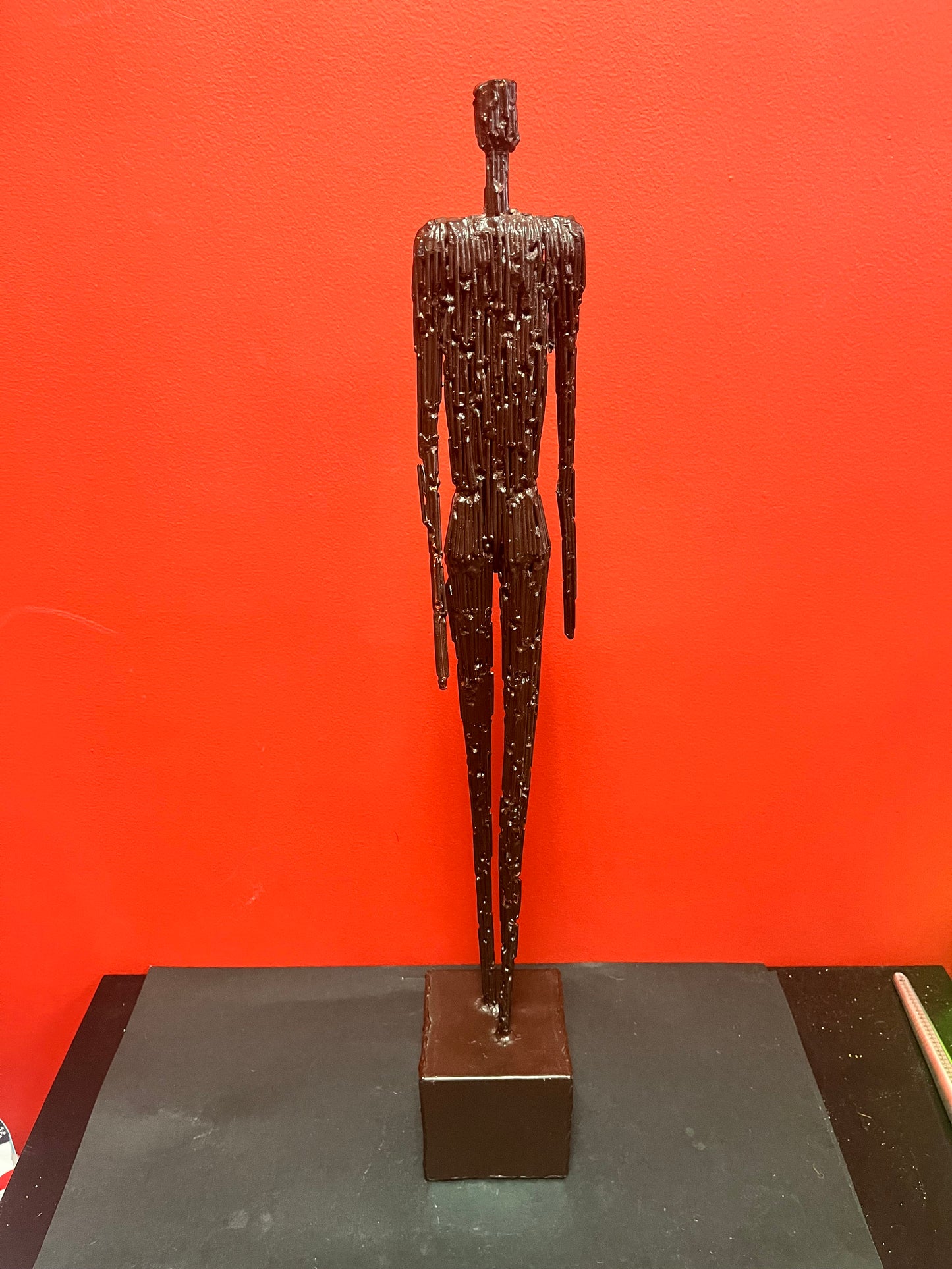 Stunning antique 8 inch tall bronze warrior statue on marble base  great patina