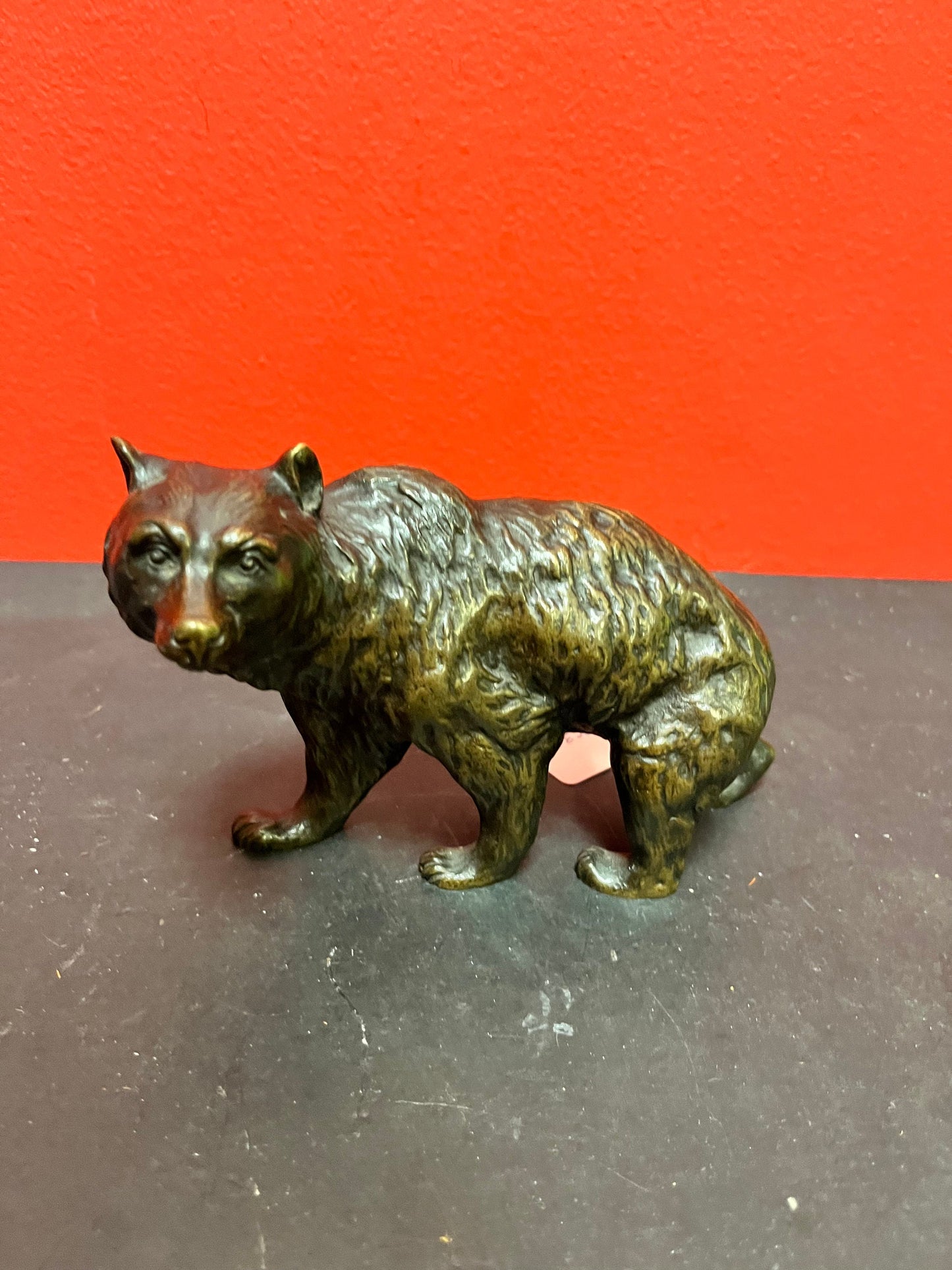 Incredibly detailed antique 6 x 4 high bronze bear wow
