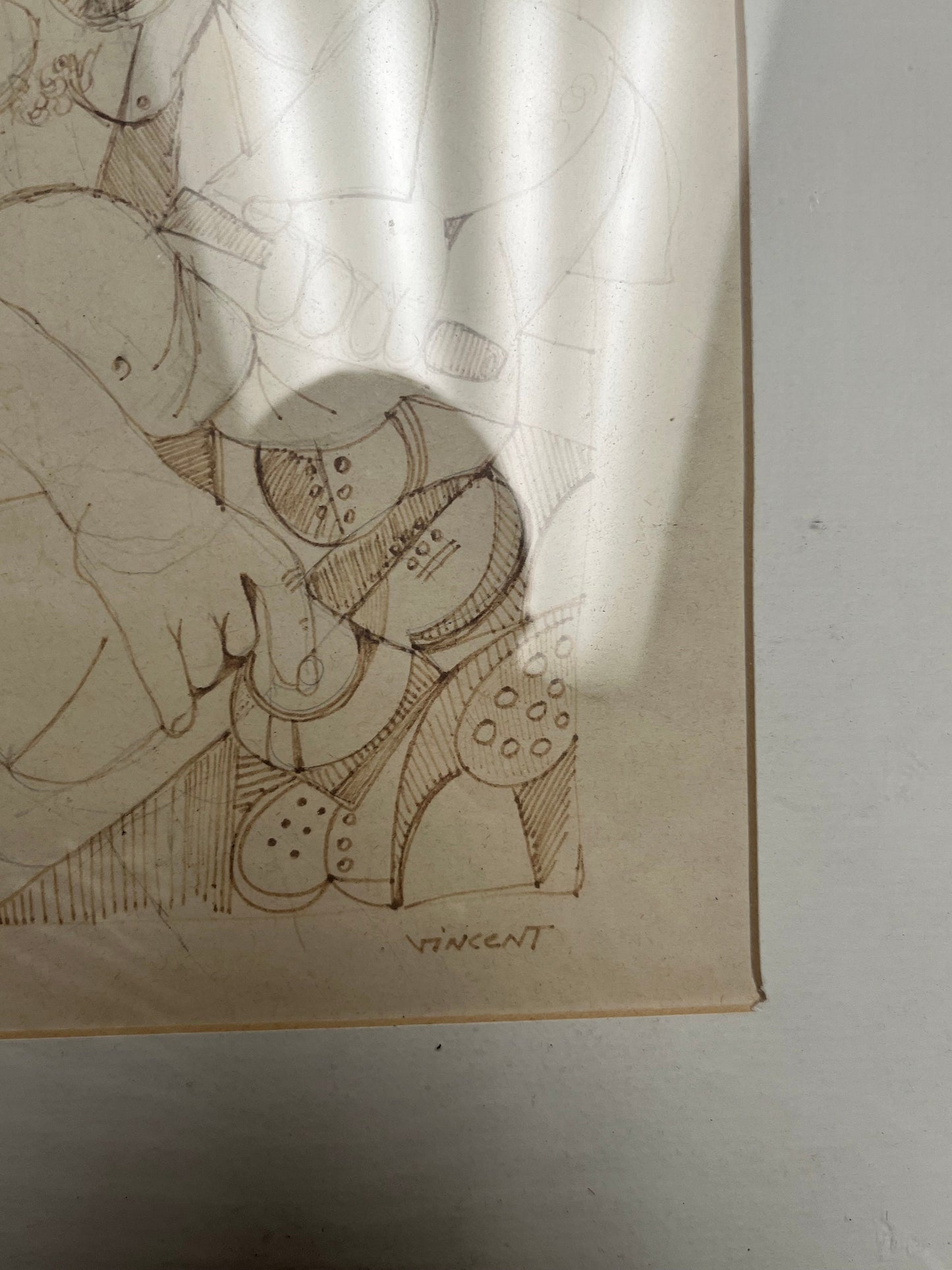 Spectacular 16 x 13 wide original etching signed Vincent in gilt  frame  in the style of Vincent van Gogh  fabulous look