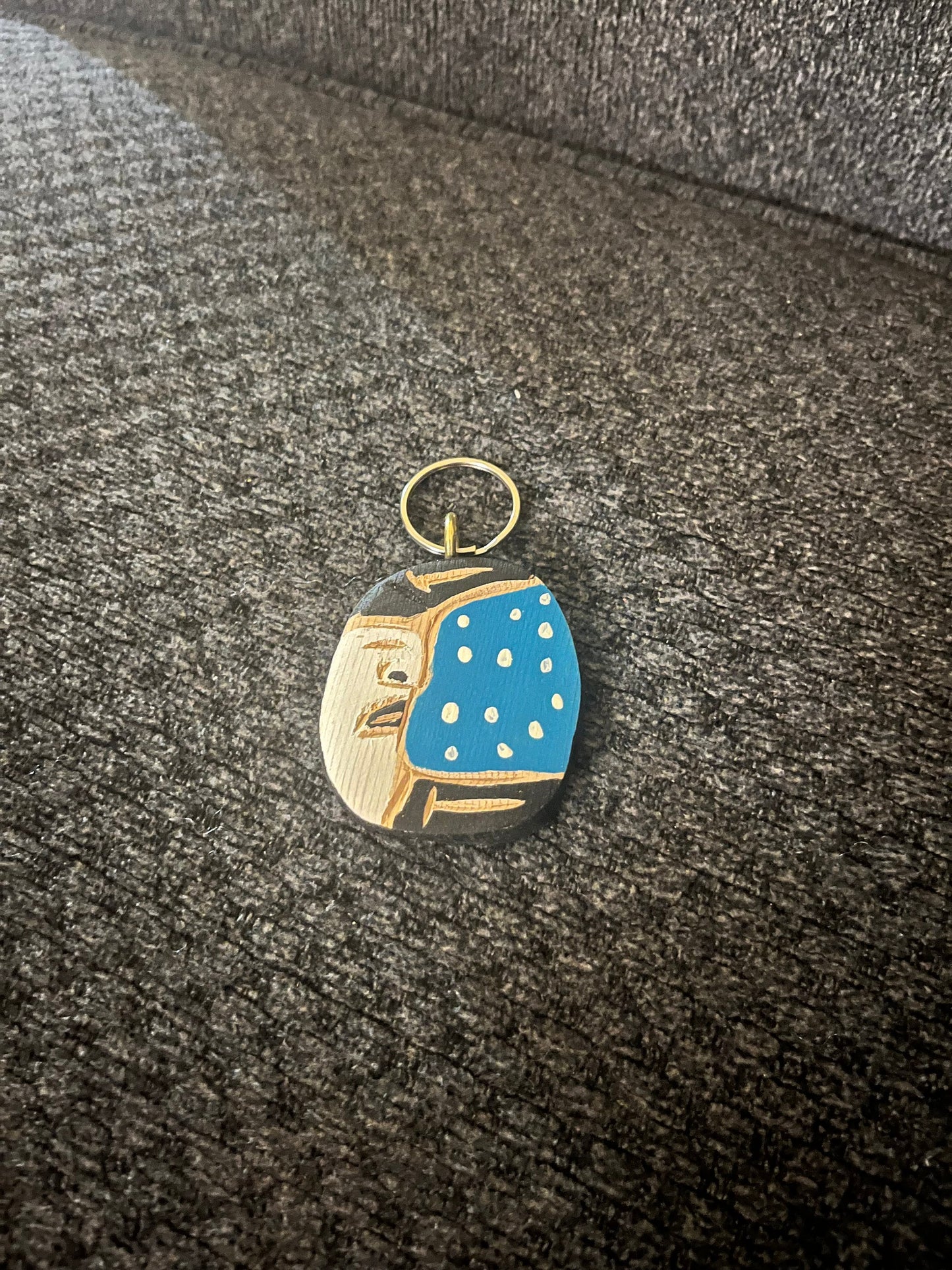 4 inch Indigenous First Nations pacific northwest coast moon keychain carved and painted by Brad Joseph jr  great gift  good value