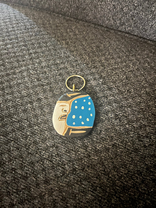 4 inch Indigenous First Nations pacific northwest coast moon keychain carved and painted by Brad Joseph jr  great gift  good value