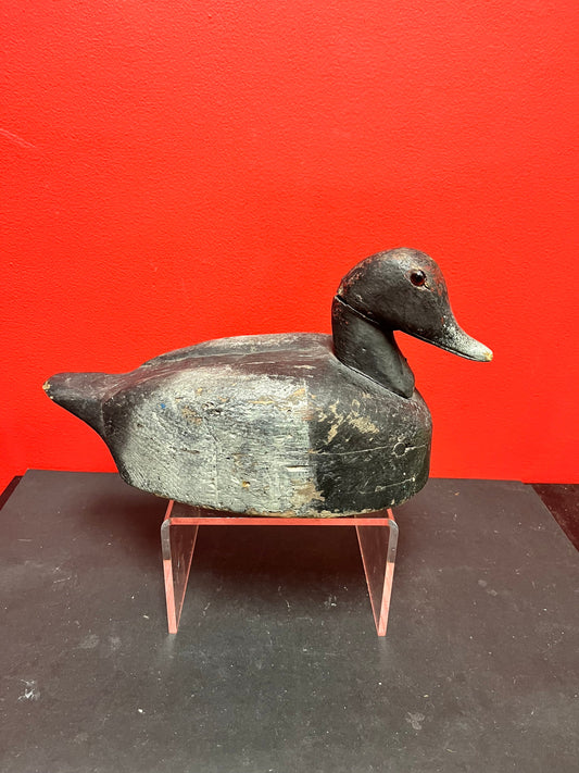 Lovely 13 by 8 inch high antique Canadian late 19 century duck decoy  wonderful patina, and a crack in the neck  wow