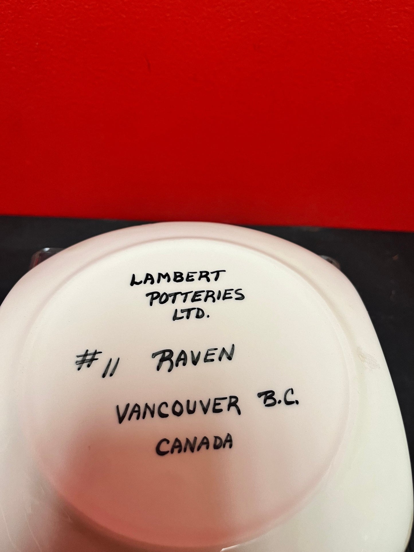 A   Lovely 7 inch Lambert pottery raven dish  indigenous, first nations Vancouver pottery  good condition  and wonderful imagery