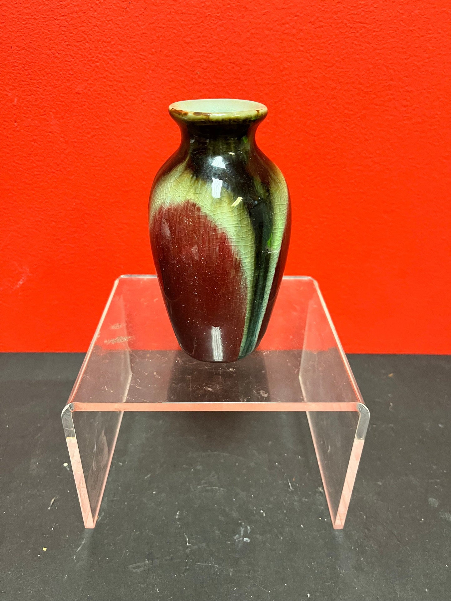 Lovely 6 inch tall Chinese drip glaze vase