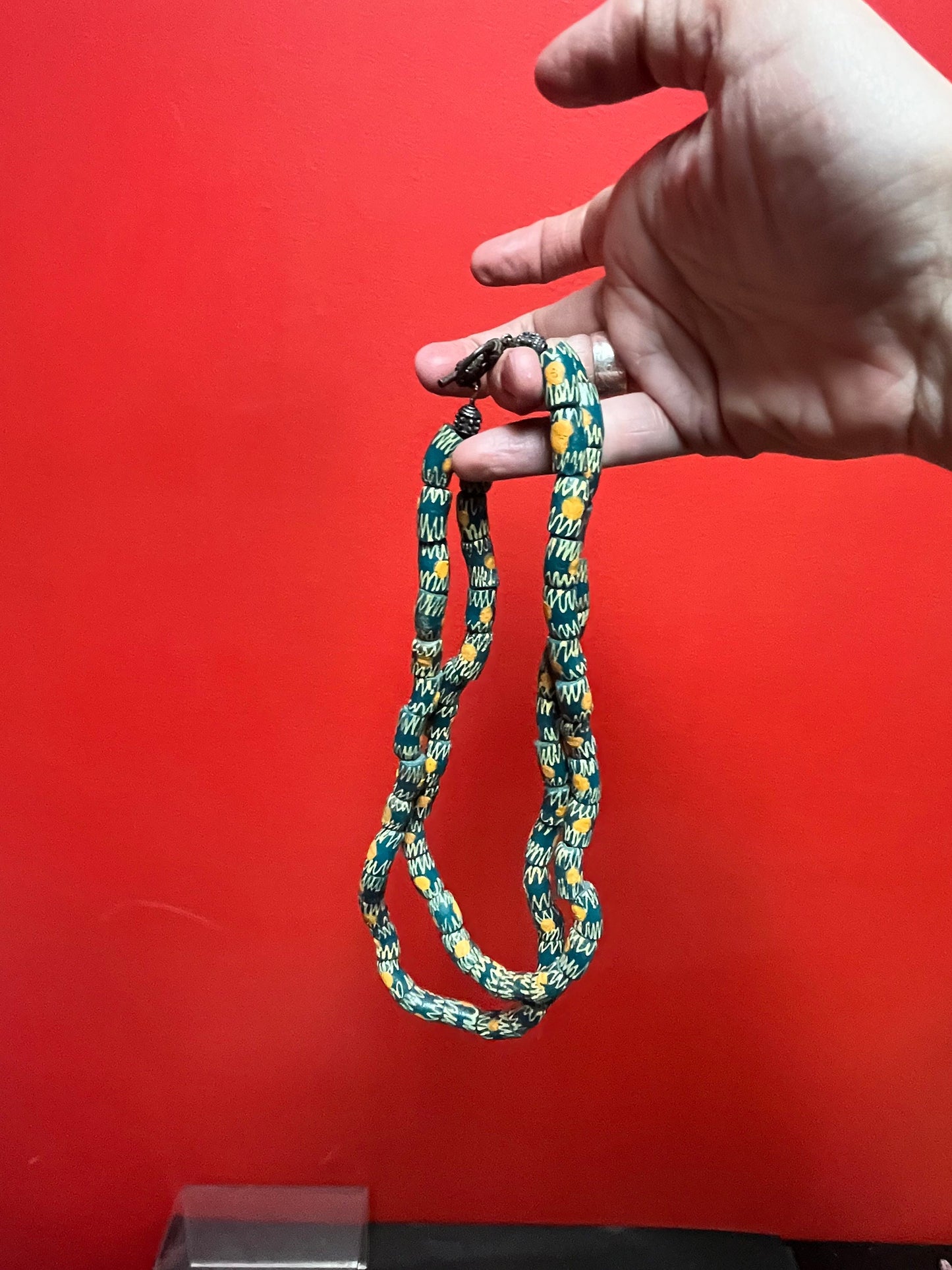 Stunning African antique trade bead, glass necklace  each strand about 20 inches long  wonderful quality