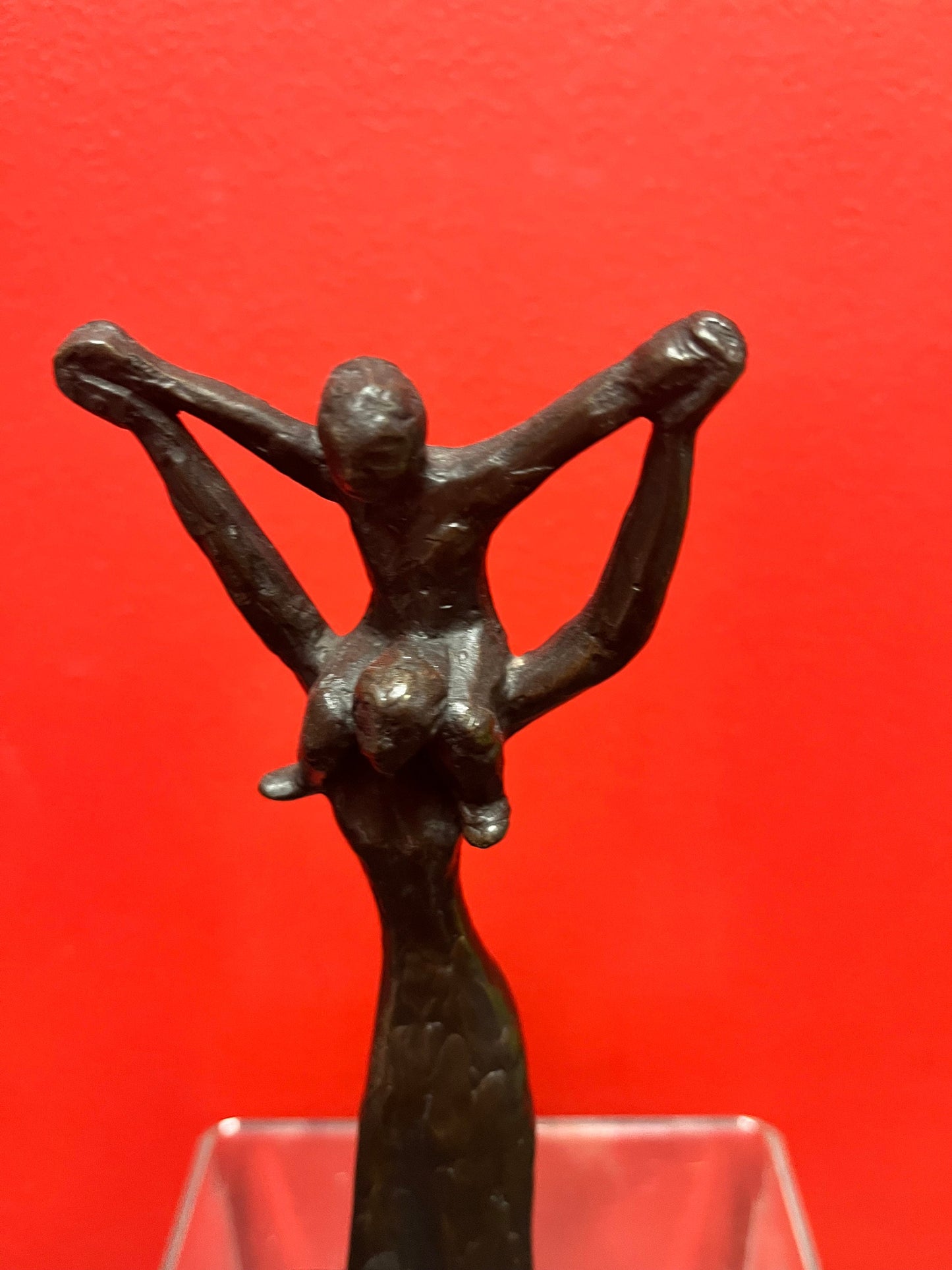 Fabulous 9 inch tall, signed bronze statue of a woman and child on marble base   wonderful patina and detail Esther Wertheimer -