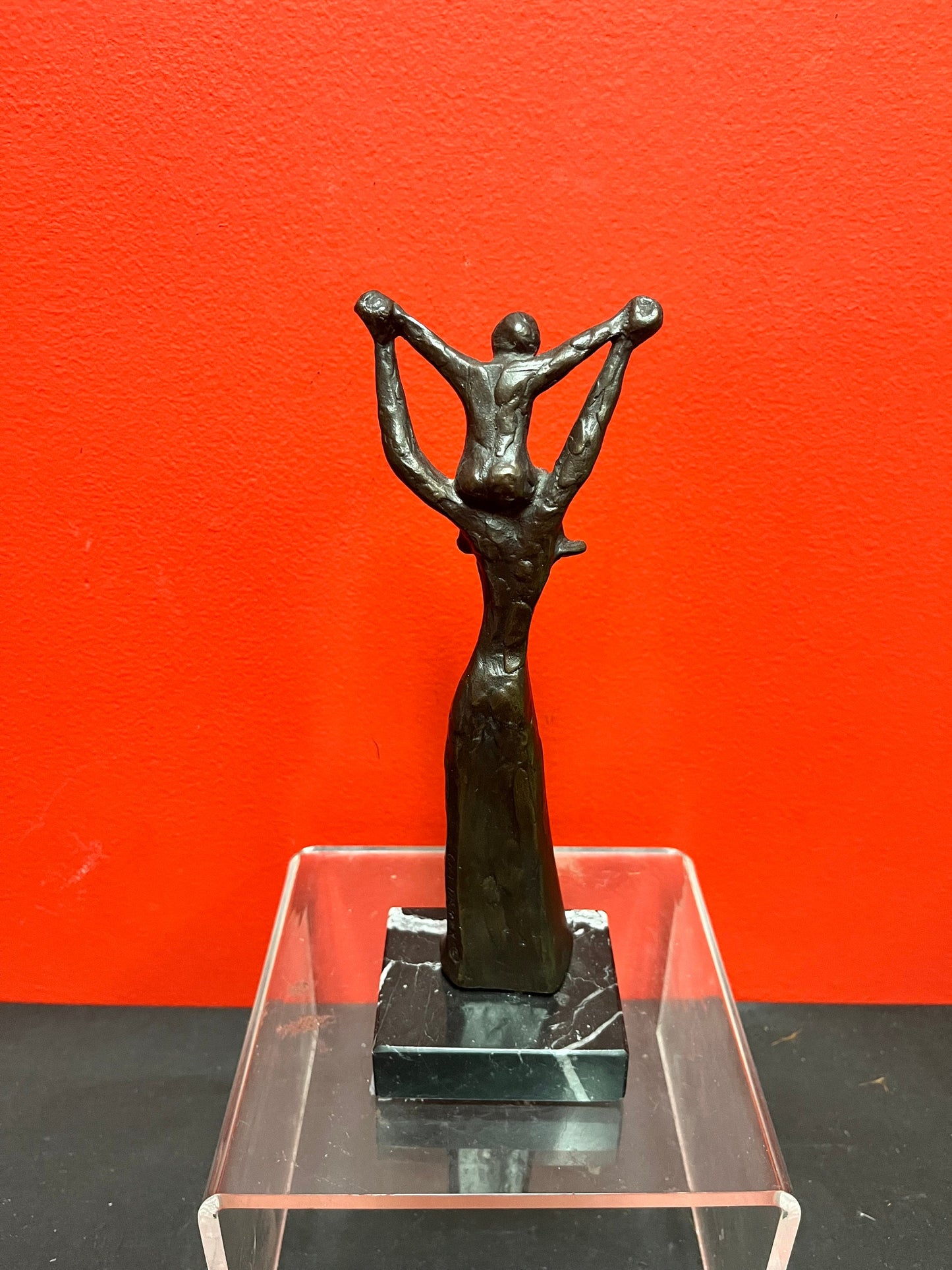 Fabulous 9 inch tall, signed bronze statue of a woman and child on marble base   wonderful patina and detail Esther Wertheimer -
