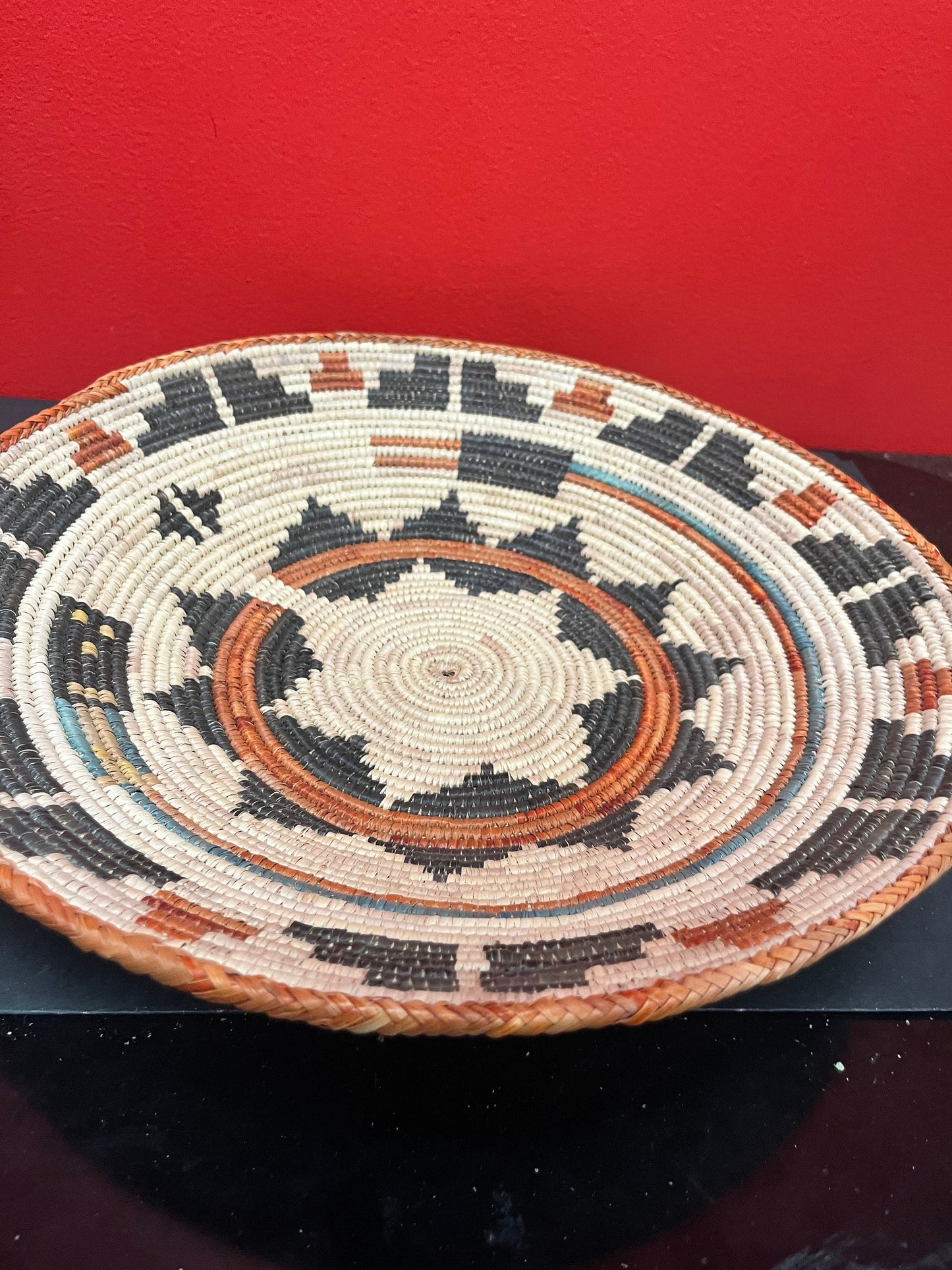 Stunning 14 inch Authentic antique Navajo woven basket bowl  Great condition and fabulous colours - wow  Great value