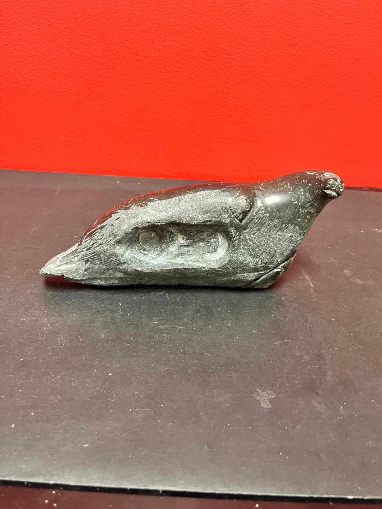 A  Lovely indigenous Inuit 9 inch long, soapstone seal