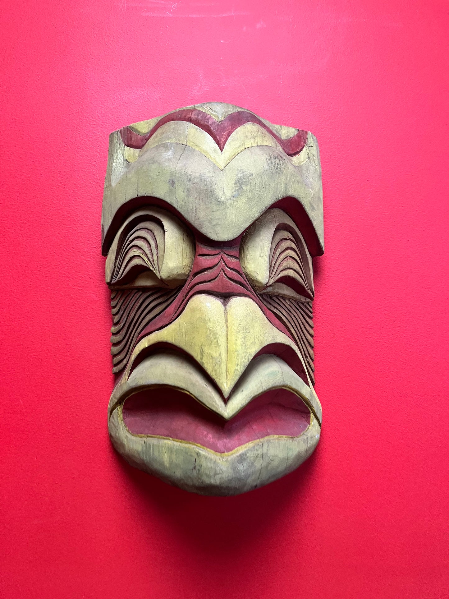 Absolutely fantastic rare 18 x 7 wide  museum quality primitive indigenous Pacific northwest Coast mask  approx 1900 to 1920 - wow