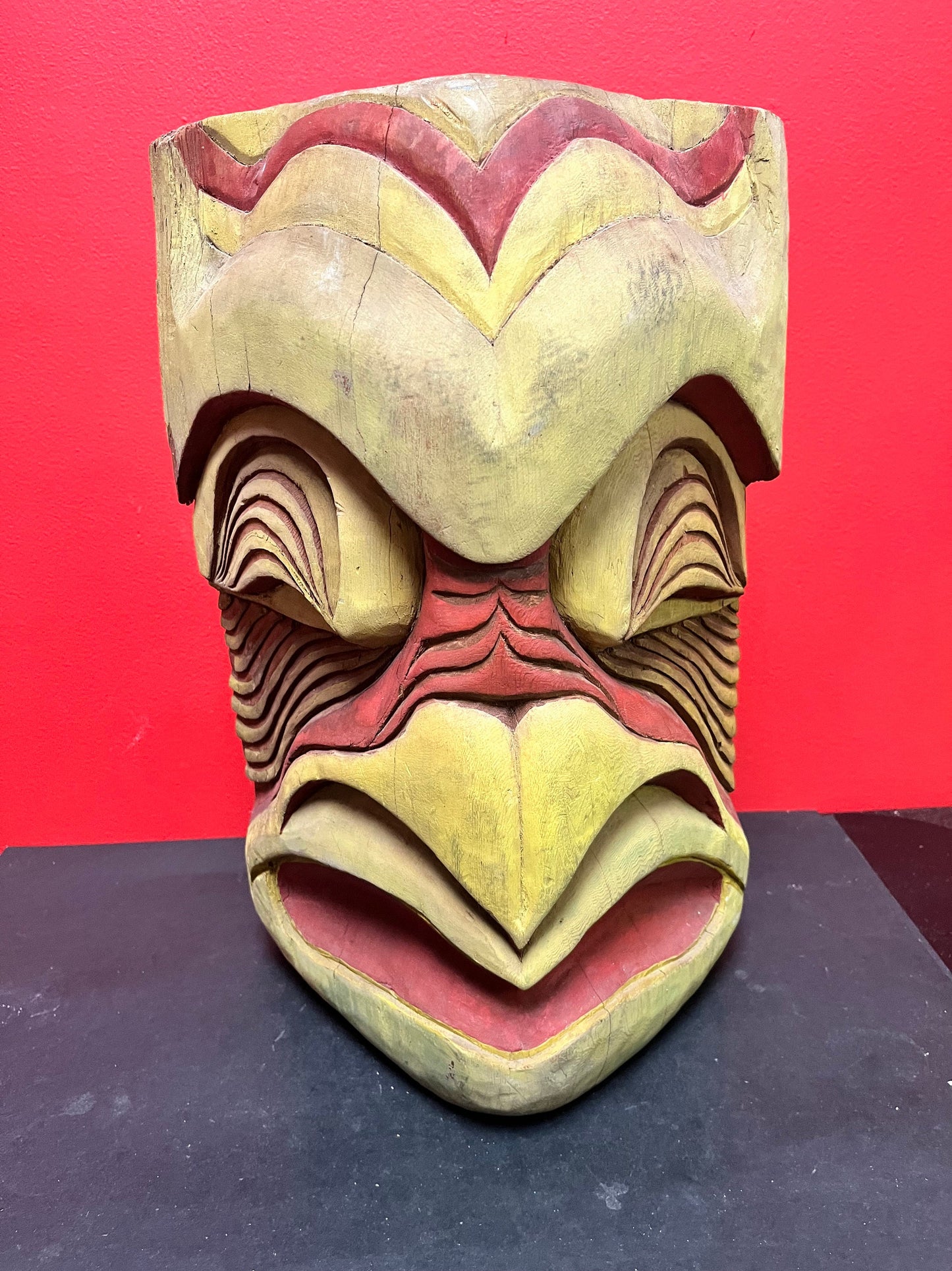 Absolutely fantastic rare 18 x 7 wide  museum quality primitive indigenous Pacific northwest Coast mask  approx 1900 to 1920 - wow