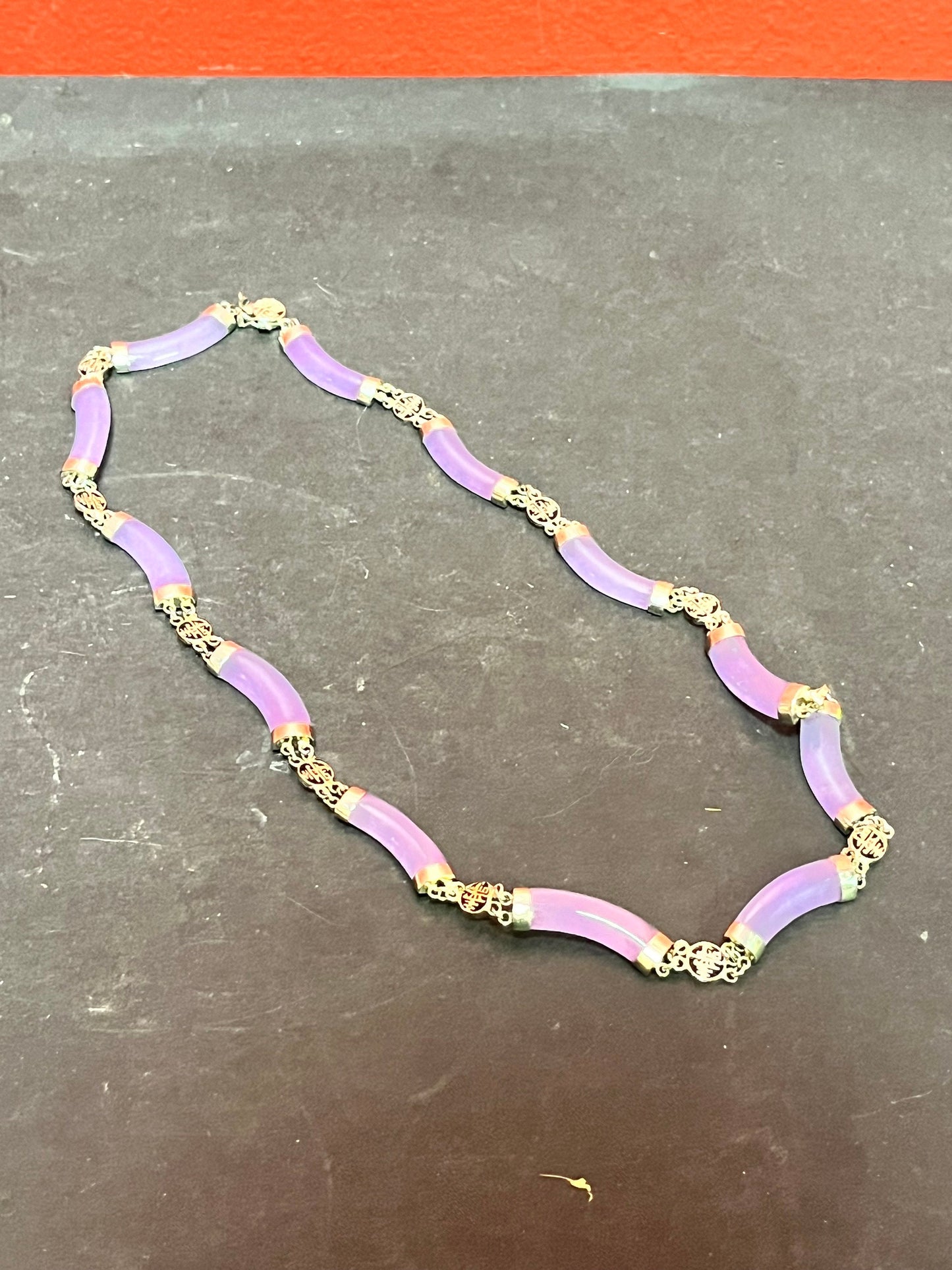 An  Approximately 18 inch  rare antique Chinese purple jade and silver necklace   stunning