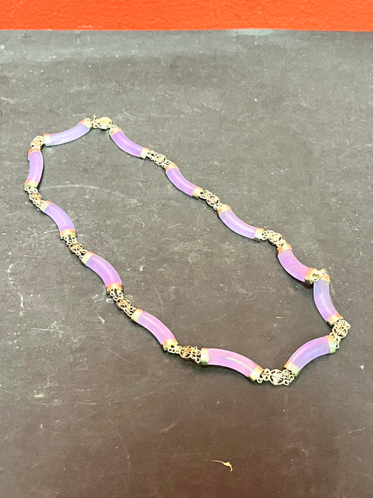 An  Approximately 18 inch  rare antique Chinese purple jade and silver necklace   stunning