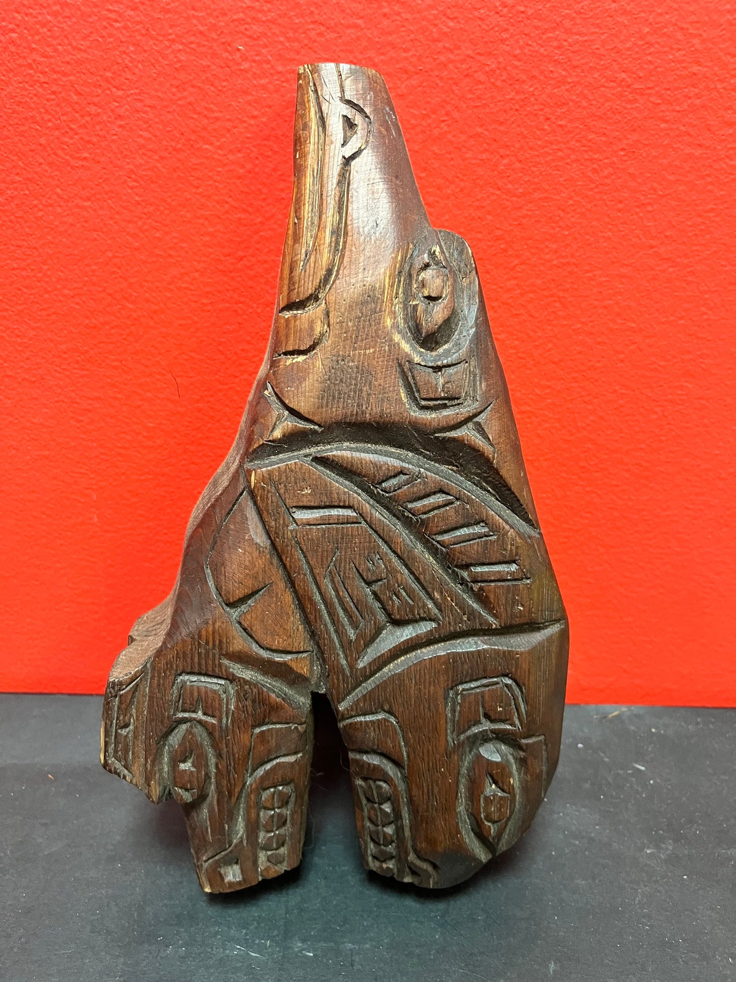 11 x 6 x 2 thick Indigenous first nations Pacific northwest Coast plaque  Female artist  Killer whale transformation  Needs a hanger