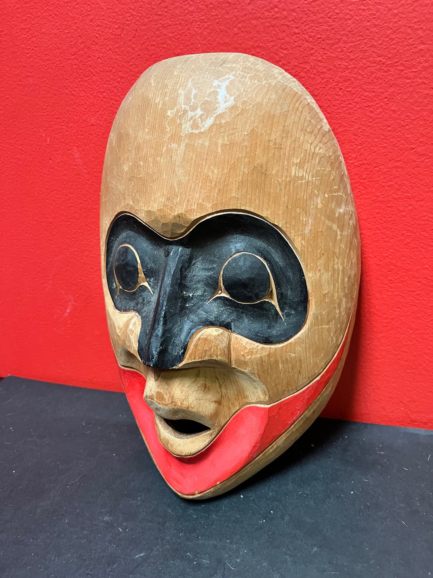 Lovely 11 x 8 wide cedar indigenous first nations specific northwest coast signed Squamish wild woman mask   simple and beautiful