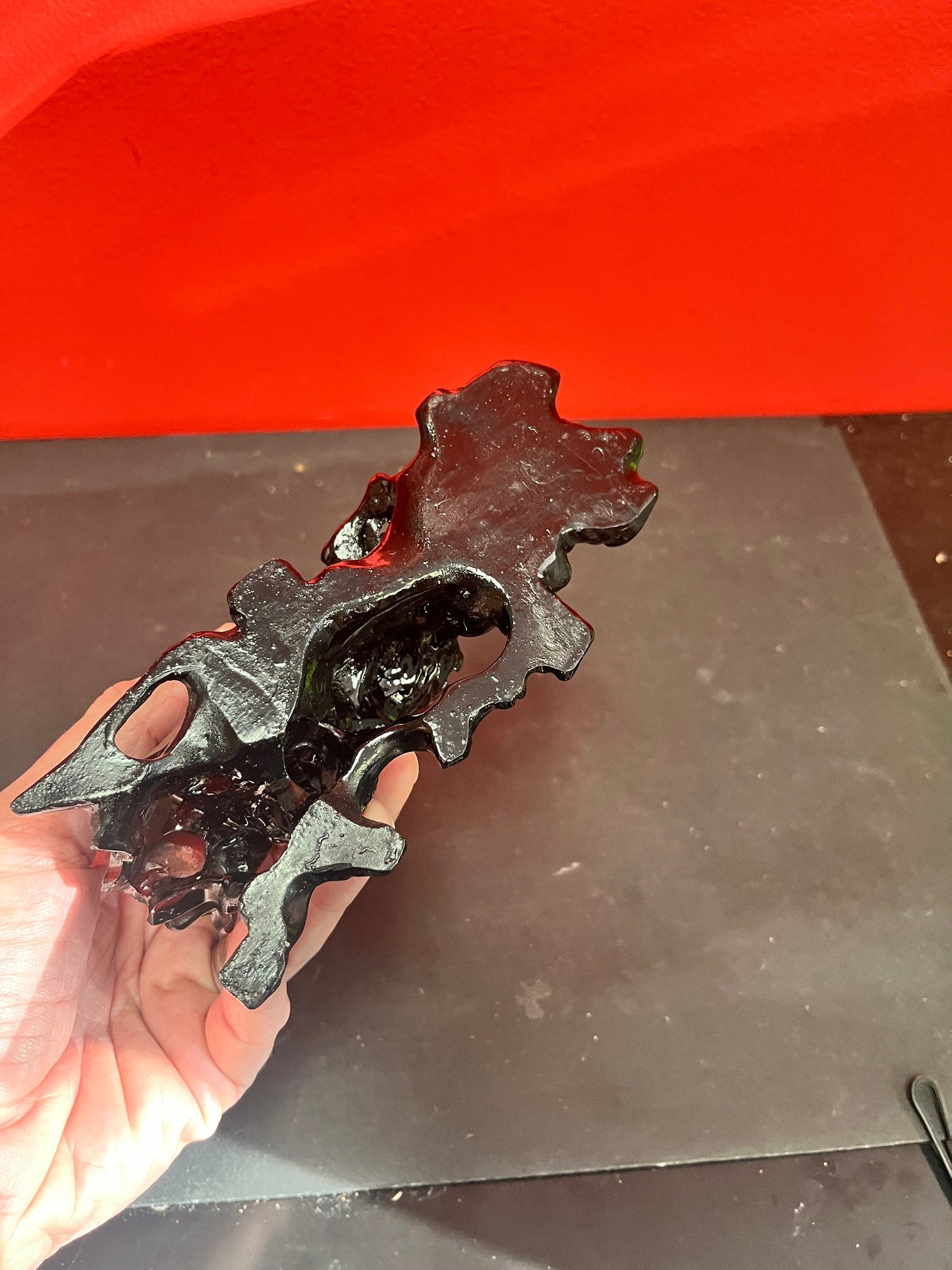 Exceptional Chinese 7 x 6 high signed Jade Confucius with pear on wooden stand  Perfect condition