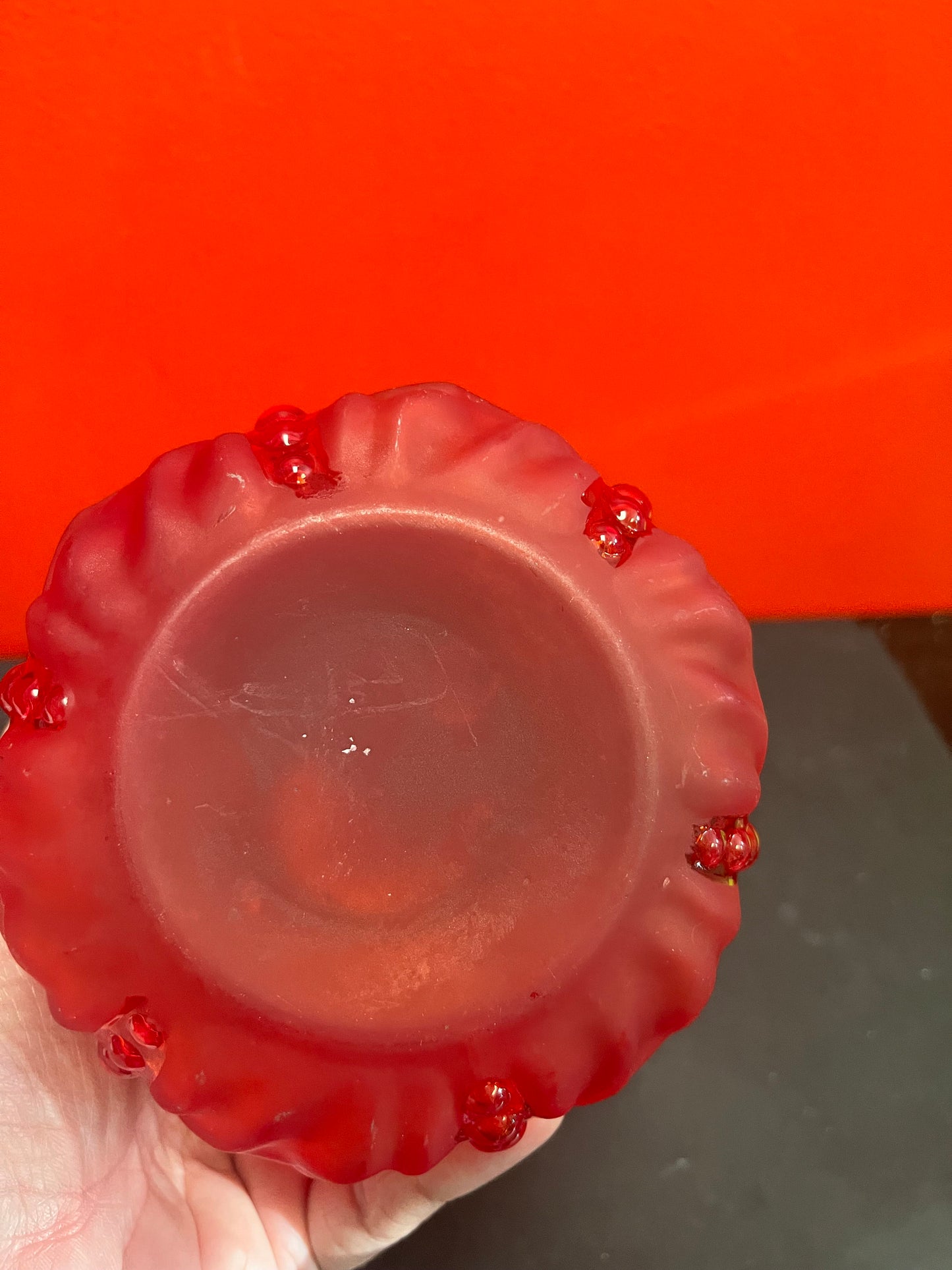 Stunning antique English 6 inch high ruby glass vase with silver plate top  Mint condition and illuminating effect