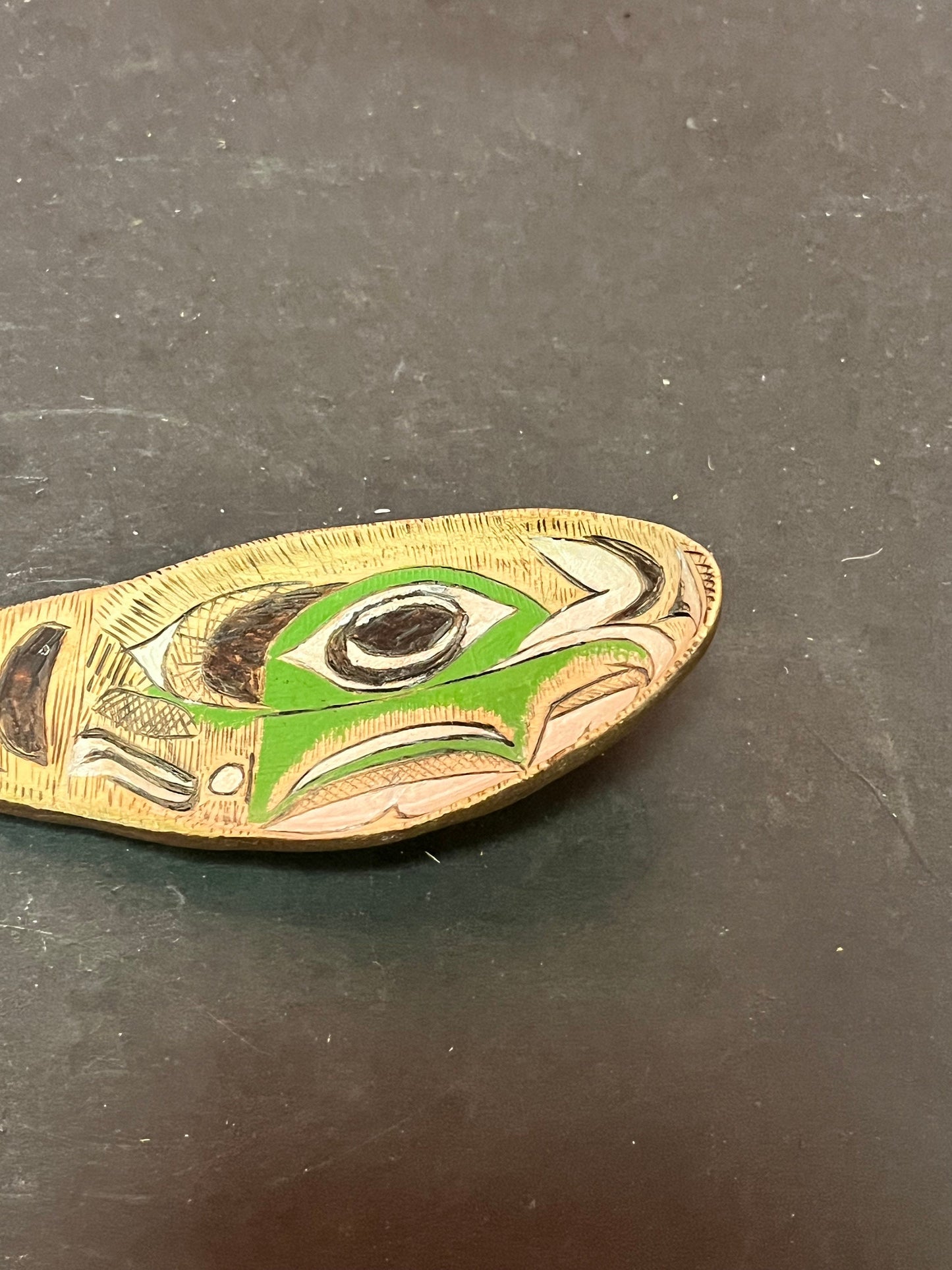 Early antique 7.5 inch museum quality, indigenous person nations pacific northwest Coast feast spoon   fabulous condition and detail - wow