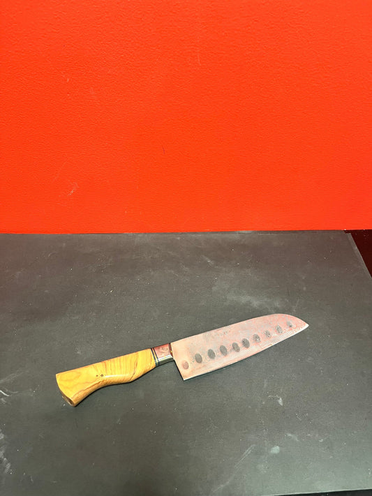 Large wonderful maple wood handled, authentic Damascus steel chopping knife  highest quality  great condition and perfect gift