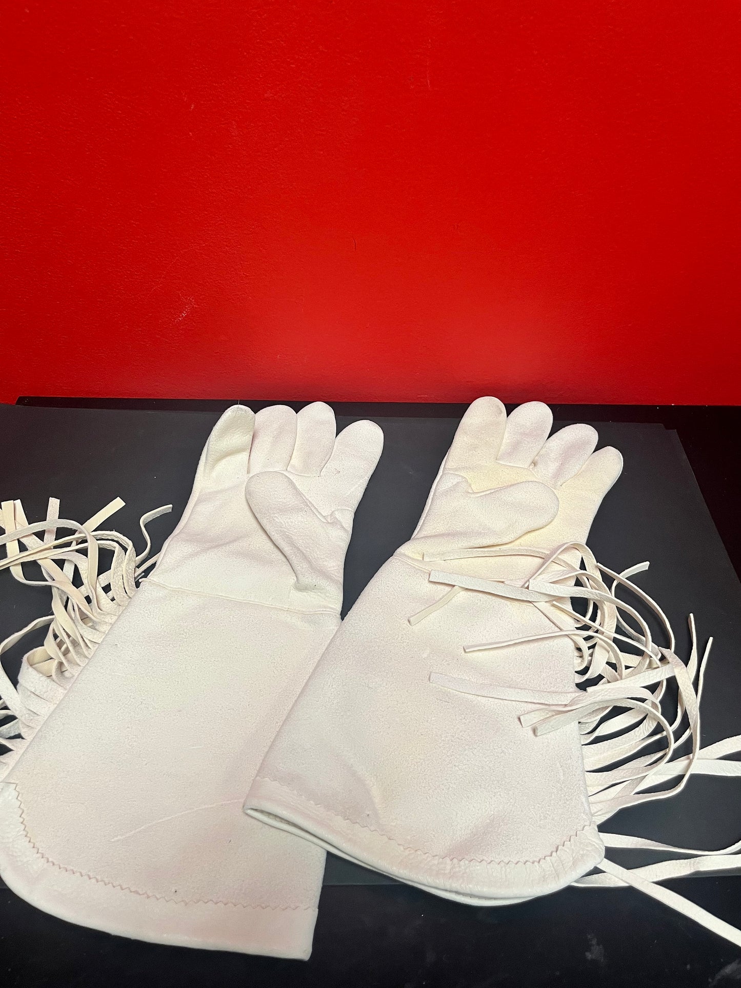 Absolutely fabulous 15 inch long indigenous first nations Pacific Northwest coast leather and beaded gloves   almost perfect condition