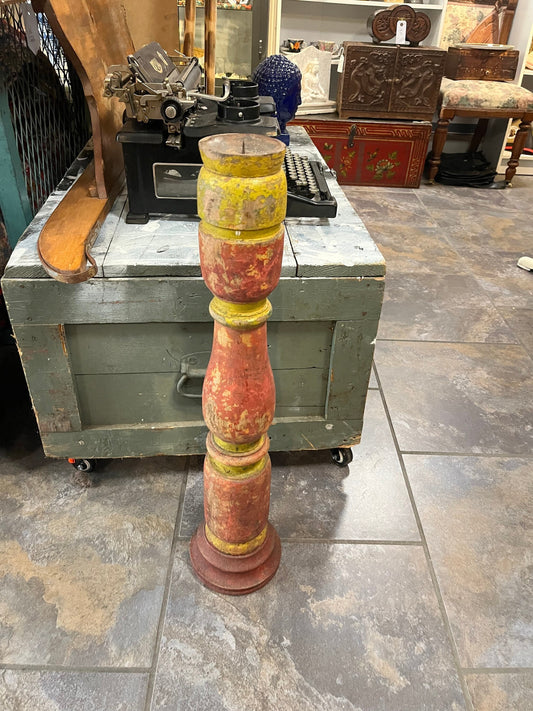 An  Absolutely stunning 28 inch tall, antique European architectural wood candlestick  amazing