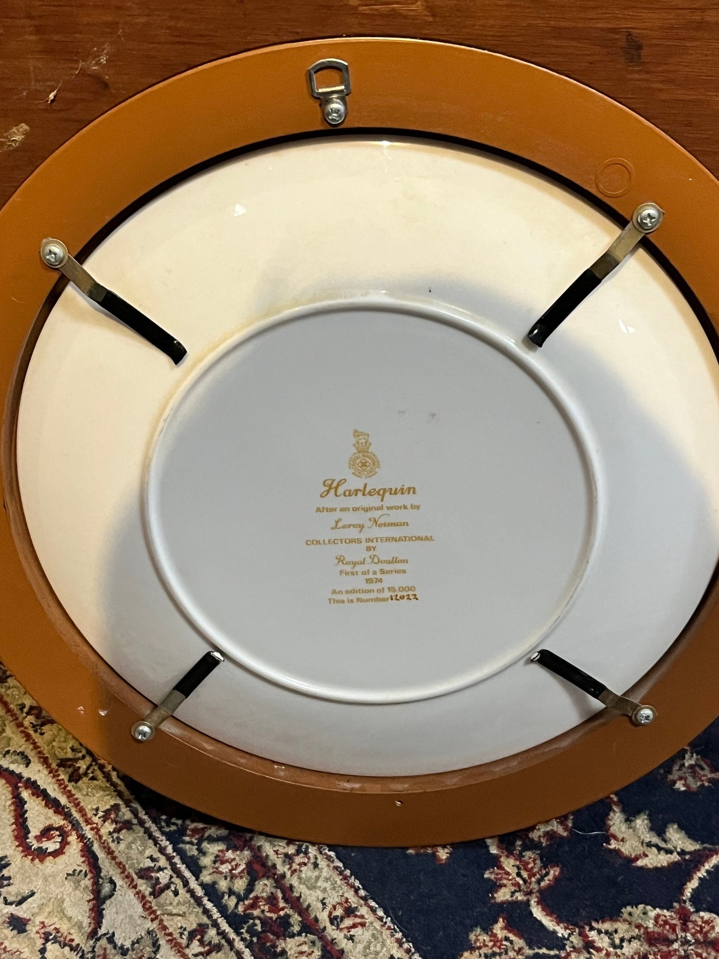 A  Fantastic 13 inch wide limited edition framed Royal Doulton  harlequin plate  ready to hang and great colours  wow