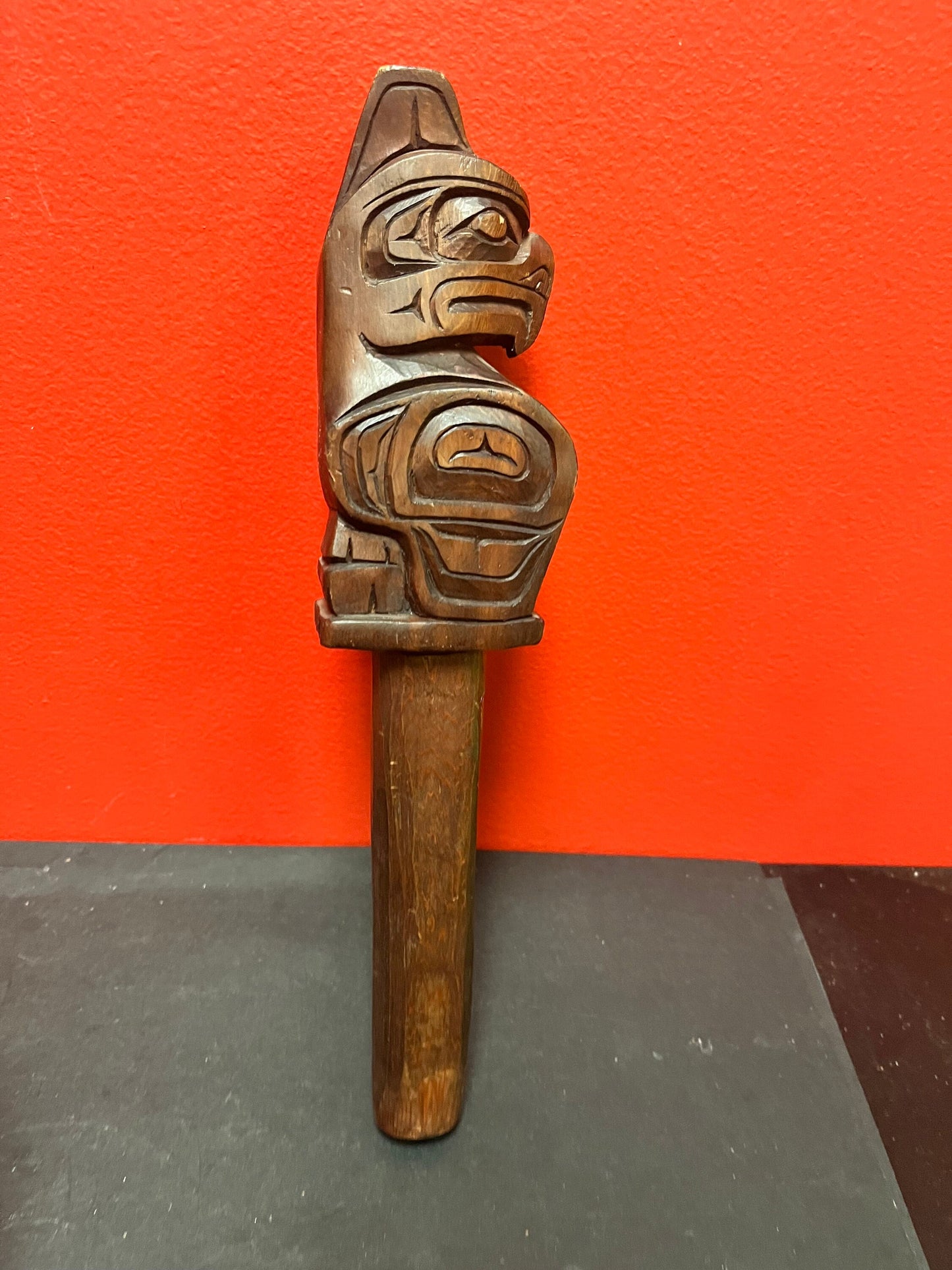 A  Fantastic 12 inch eagle talking stick   indigenous first nations, Pacific Northwest Coast beauty - signed  chip on ear