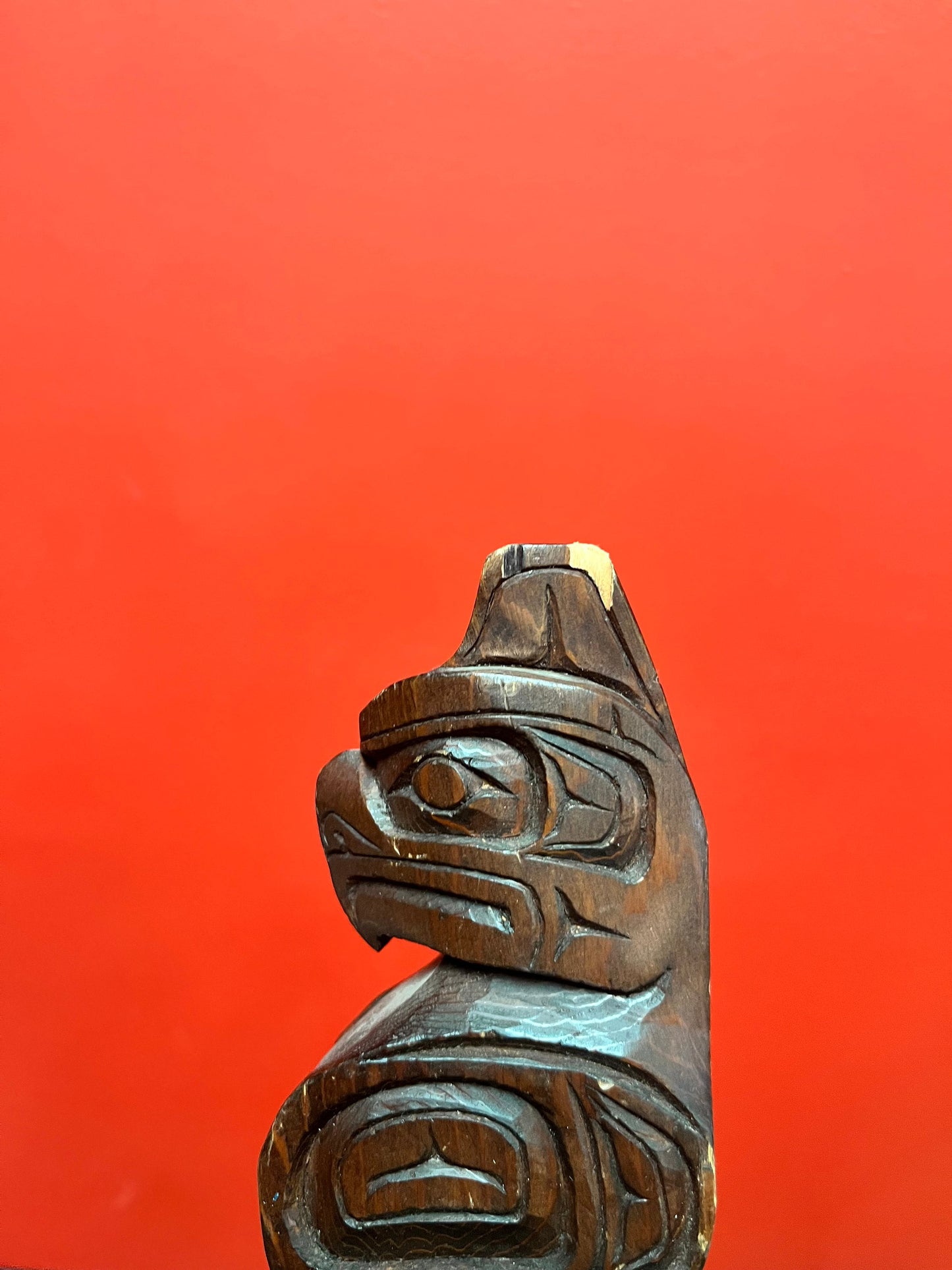 A  Fantastic 12 inch eagle talking stick   indigenous first nations, Pacific Northwest Coast beauty - signed  chip on ear