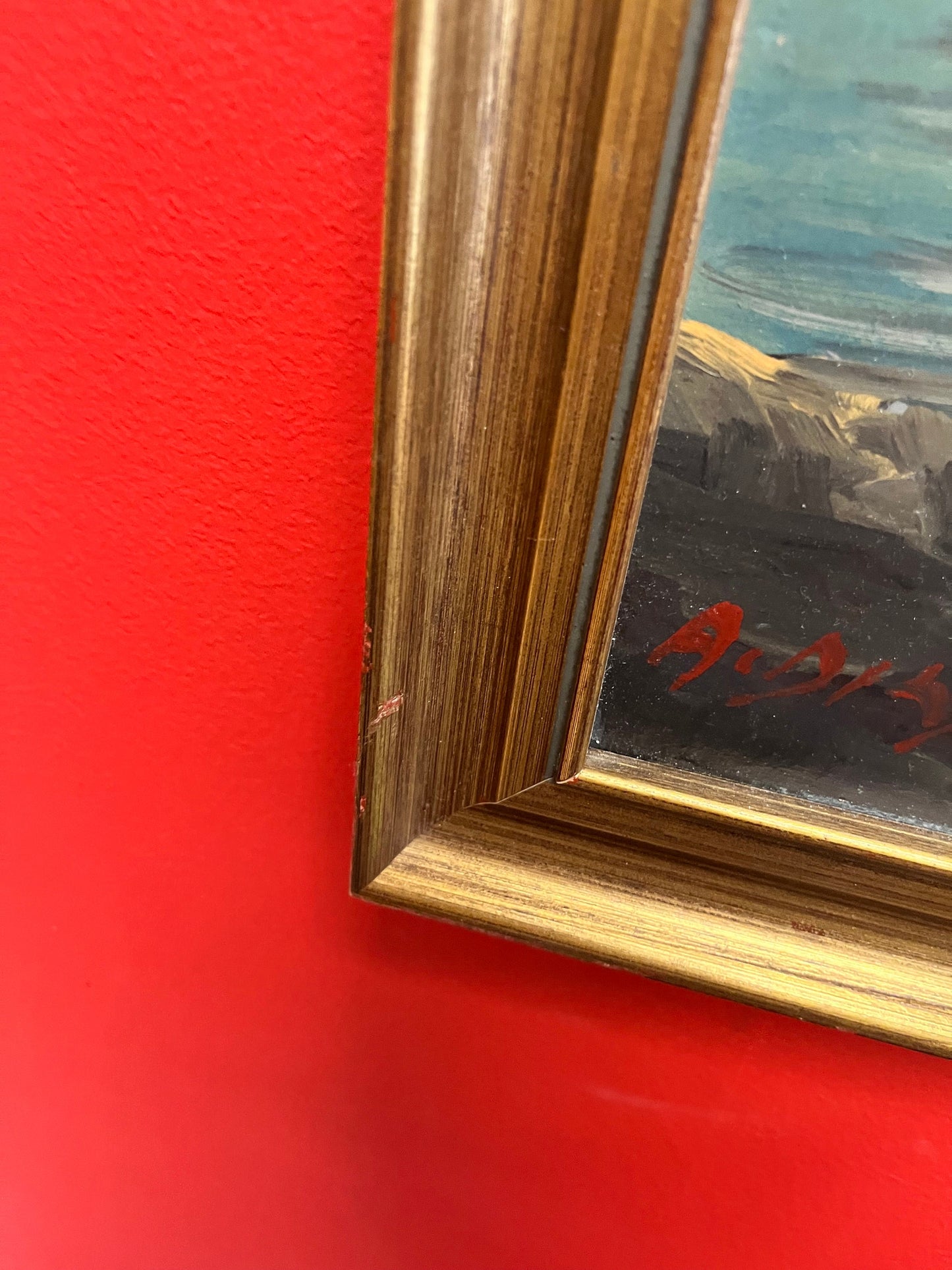 Absolutely fabulous 22 x 17 vintage Greek signed painting   lovely frame  provenance on back  wow