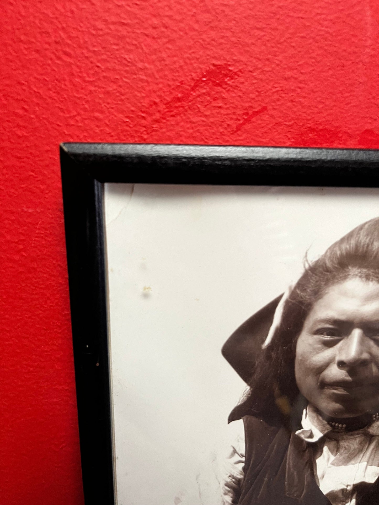 A  15 x 12 antique indigenous first nations black-and-white photograph in frame