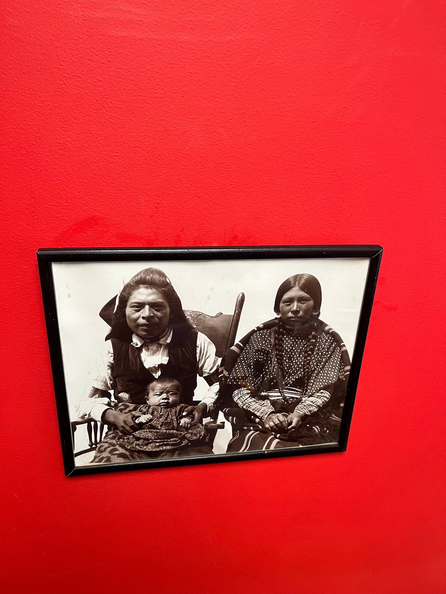 A  15 x 12 antique indigenous first nations black-and-white photograph in frame