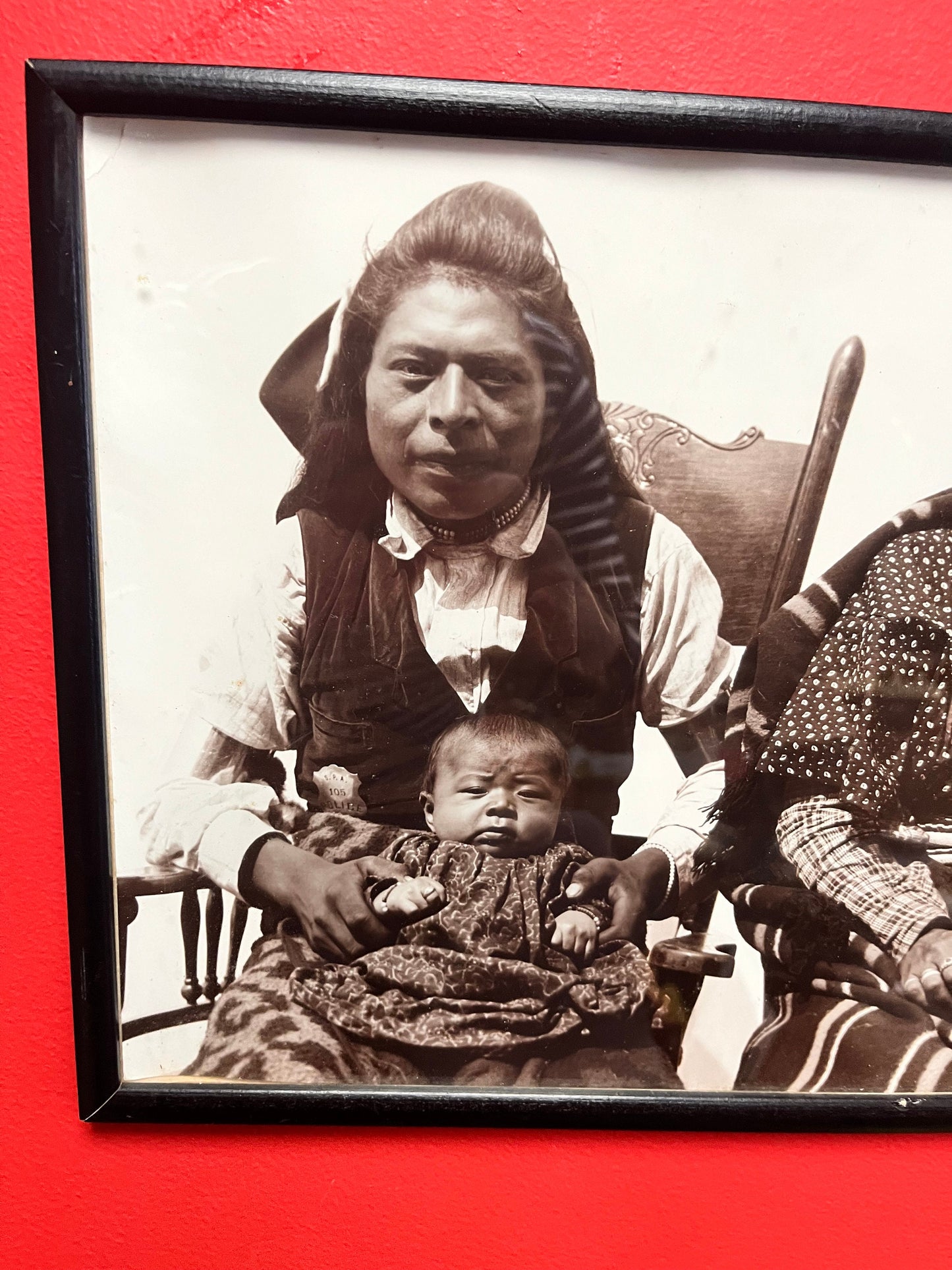 A  15 x 12 antique indigenous first nations black-and-white photograph in frame