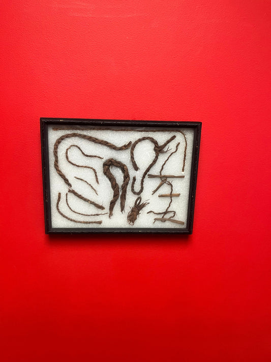 Amazing 13 x 10 x 2 thick  framed prehistoric Indian rope from Columbia River  1948  indigenous first nations treasure