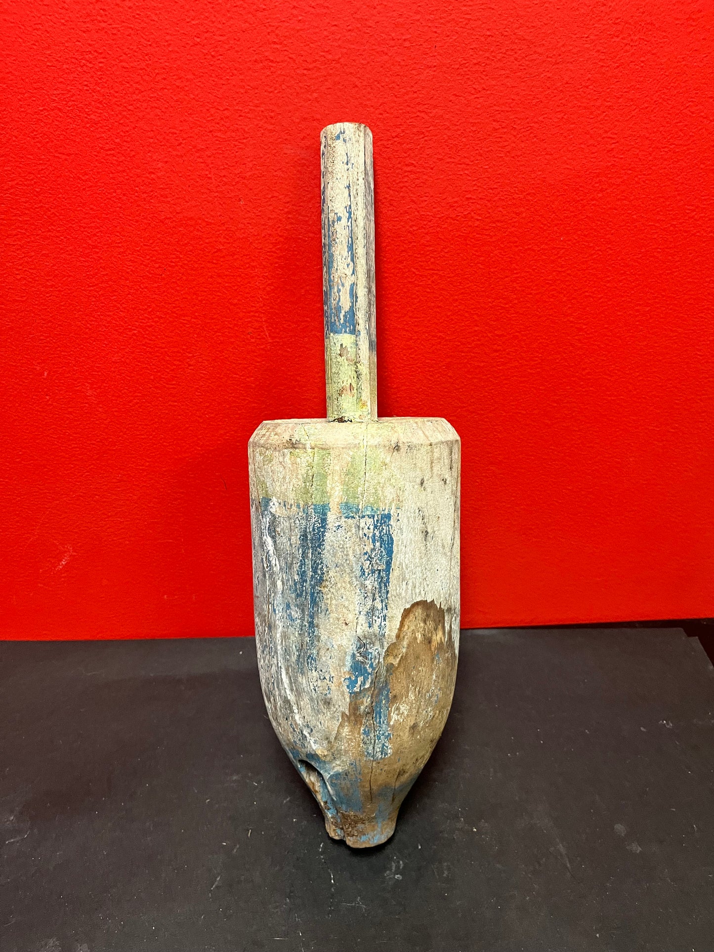 A  Wonderful 17 inch long antique fishing buoy  old as the hills  great patina  best home decor