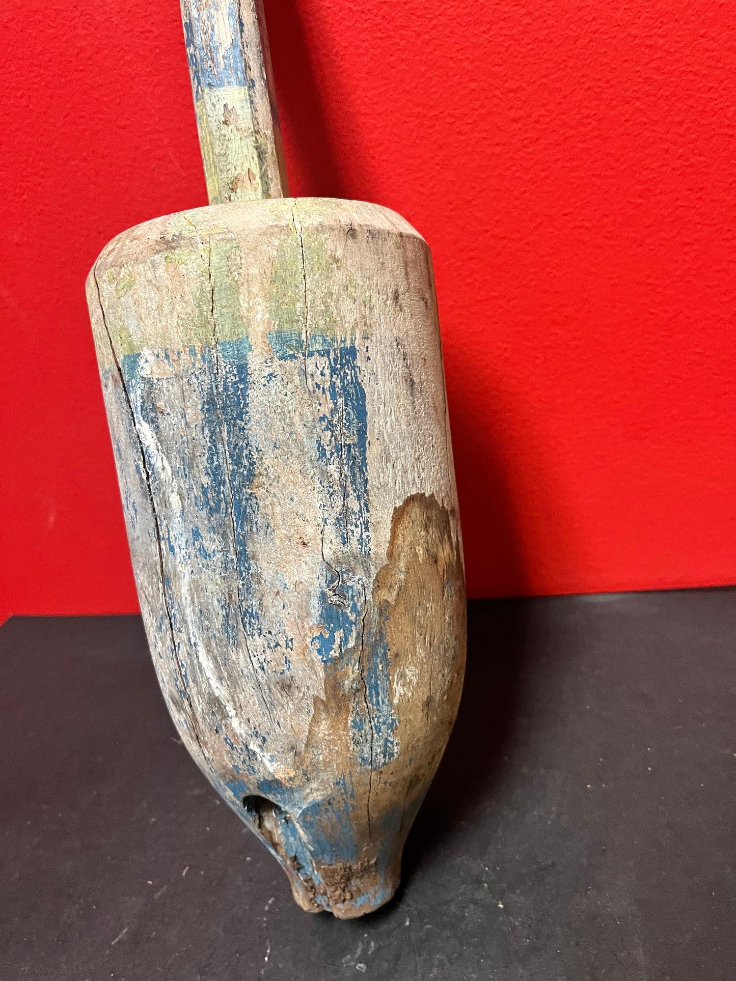 A  Wonderful 17 inch long antique fishing buoy  old as the hills  great patina  best home decor