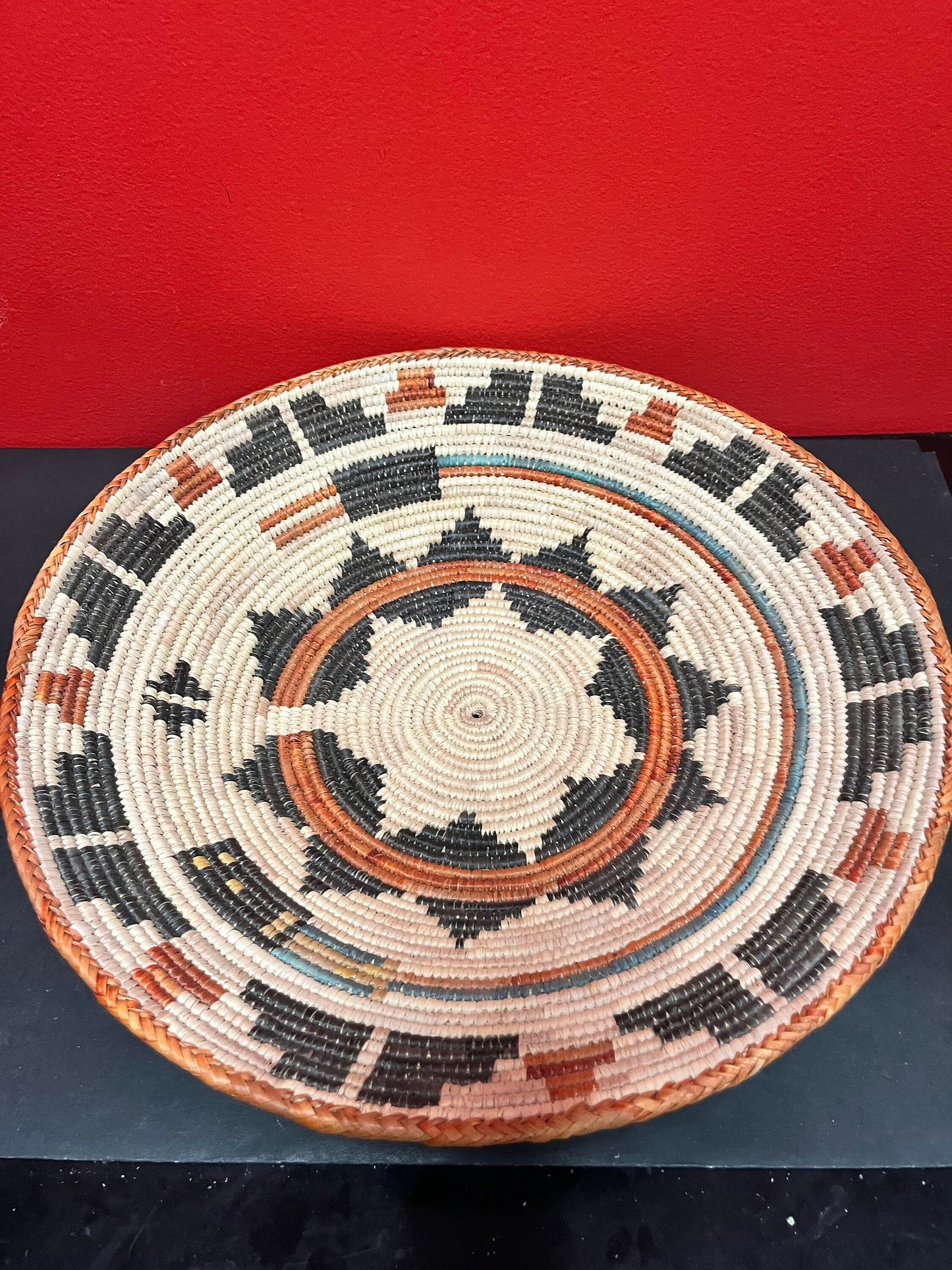 Stunning 14 inch Authentic antique Navajo woven basket bowl  Great condition and fabulous colours - wow  Great value