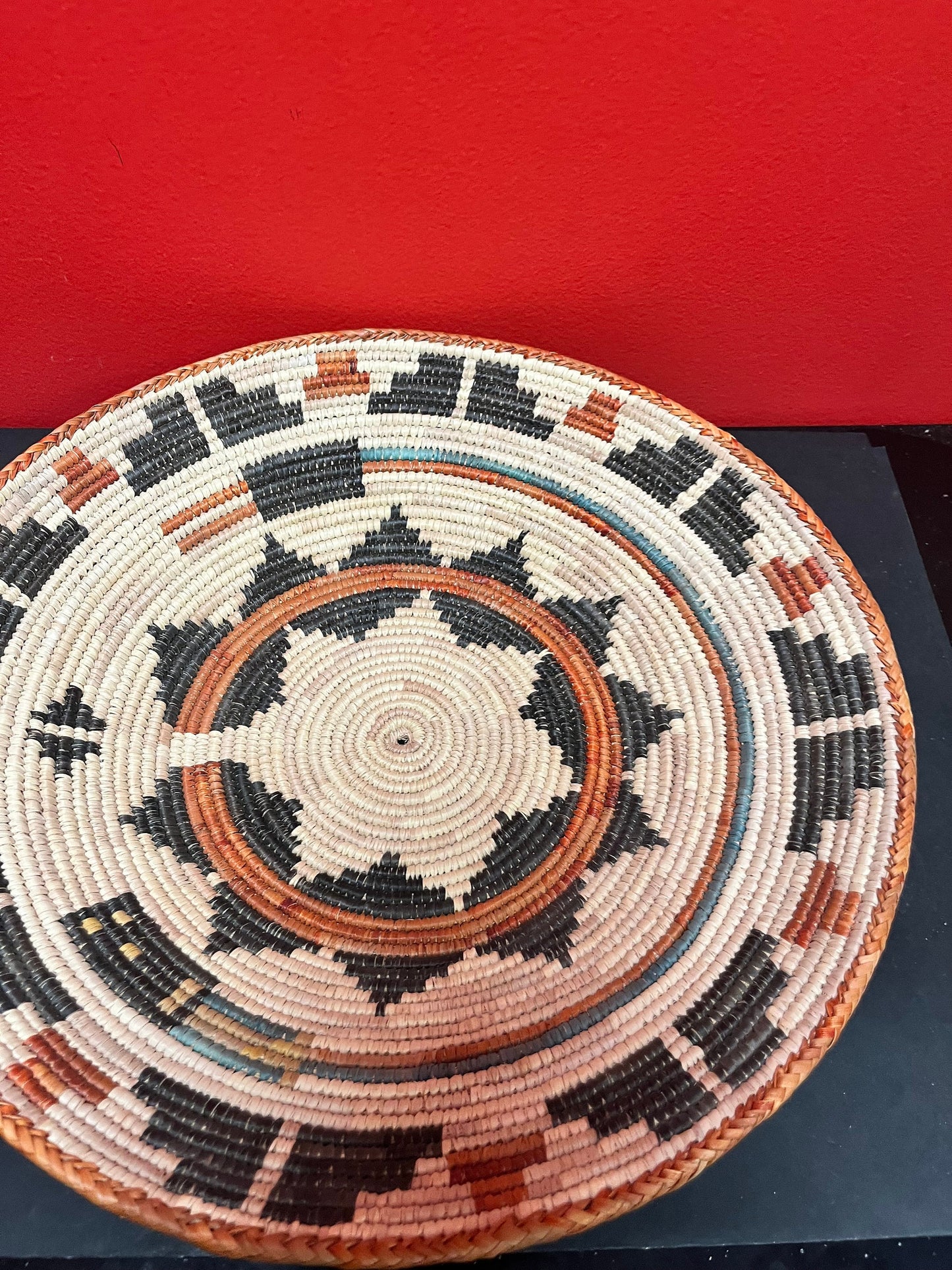 Stunning 14 inch Authentic antique Navajo woven basket bowl  Great condition and fabulous colours - wow  Great value