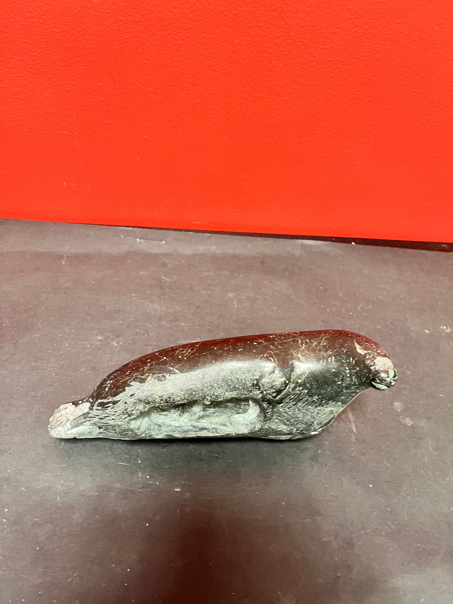 A  Lovely indigenous Inuit 9 inch long, soapstone seal