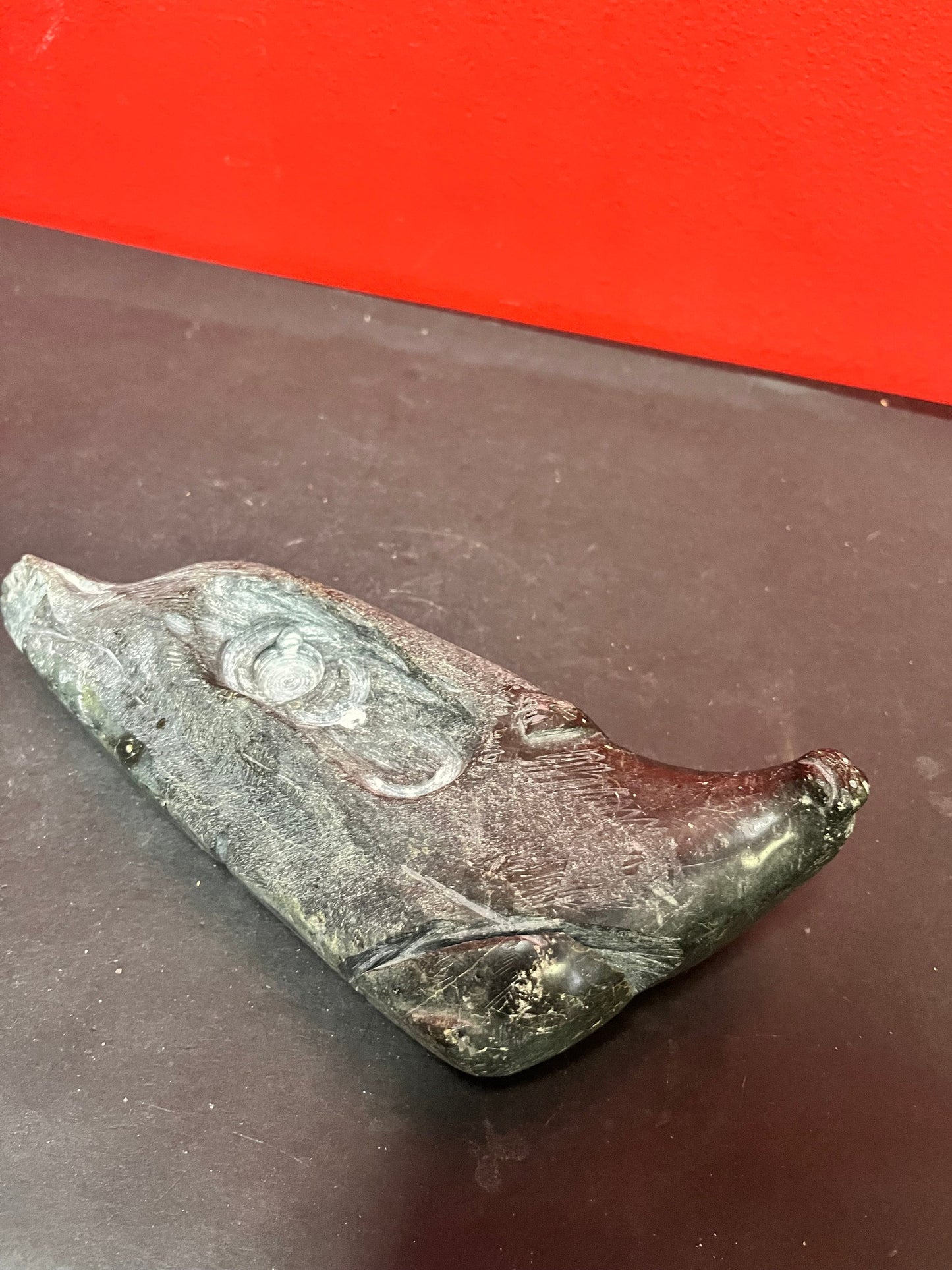 A  Lovely indigenous Inuit 9 inch long, soapstone seal