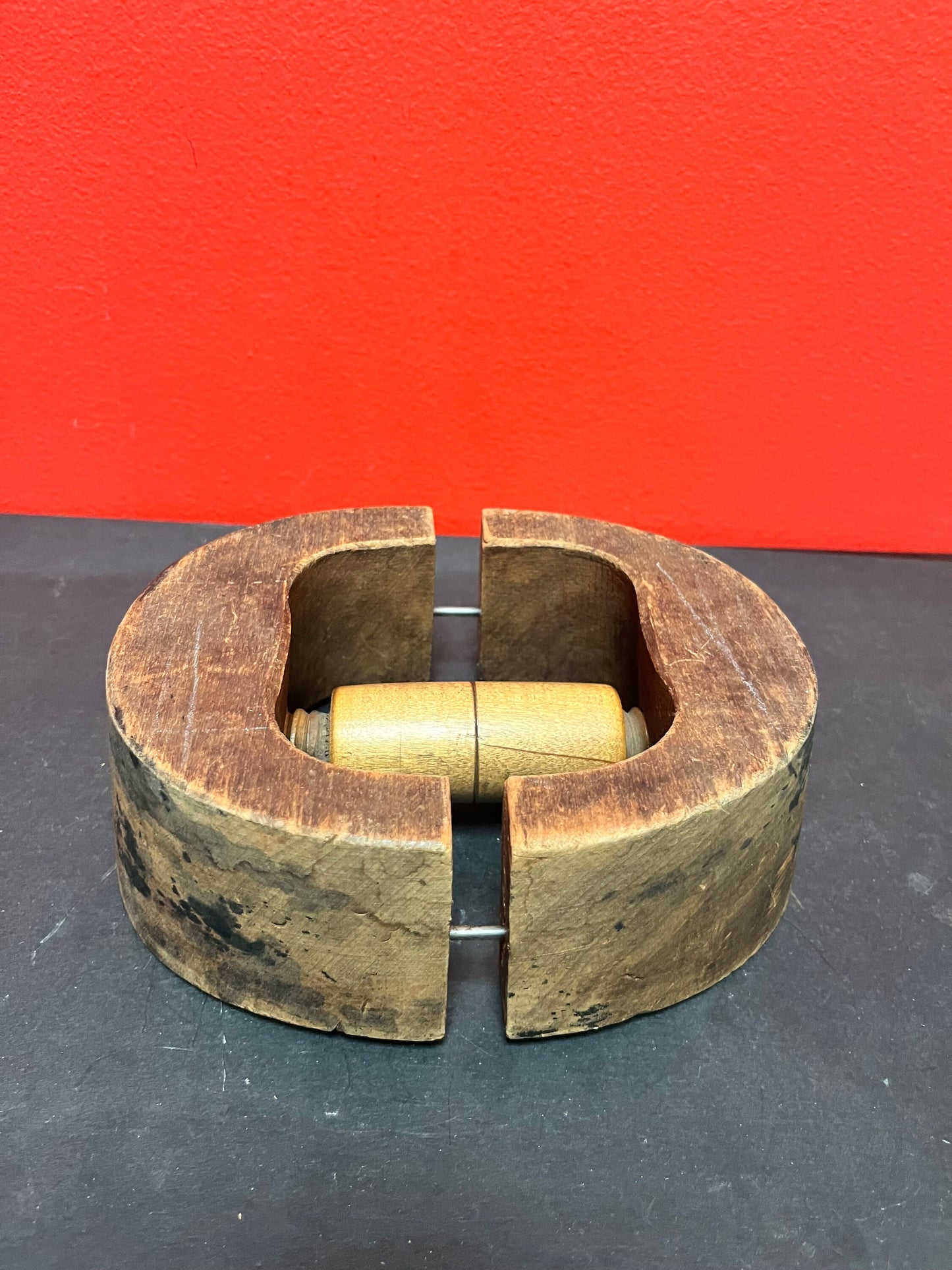 A  Lovely antique 7 x 6 x 3 high wooden hat stretcher   very unusual and cool  good value