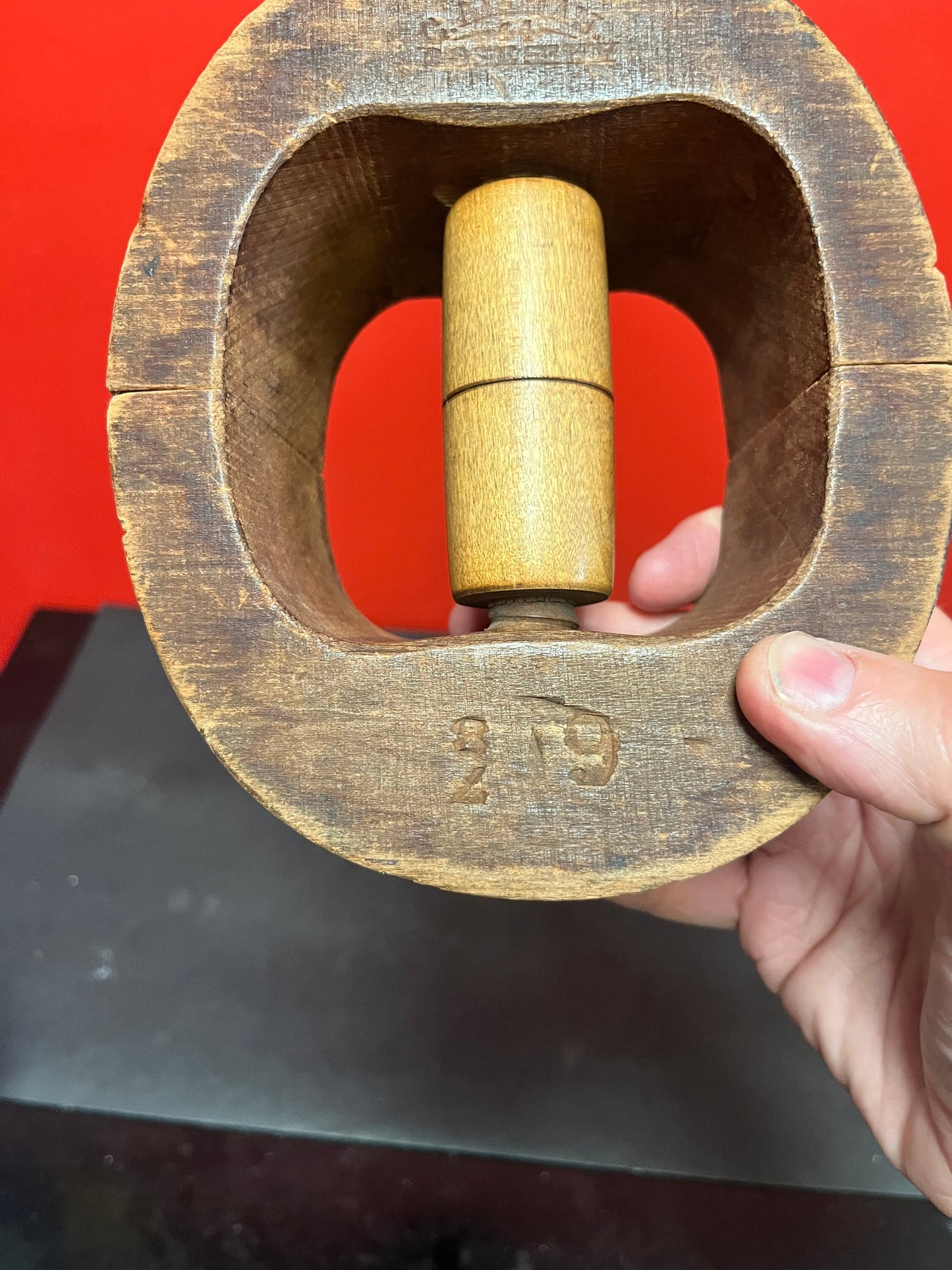 A  Lovely antique 7 x 6 x 3 high wooden hat stretcher   very unusual and cool  good value