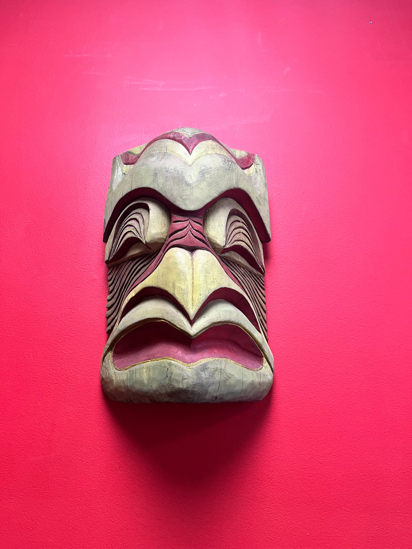 Absolutely fantastic rare 18 x 7 wide  museum quality primitive indigenous Pacific northwest Coast mask  approx 1900 to 1920 - wow